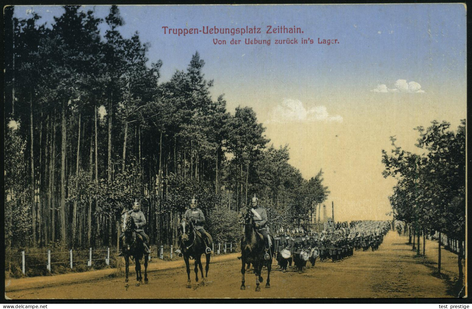 ZEITHAIN-/ C/ ÜBUNGSPLATZ 1915 (8.6.) 1K-Brücke Mit UB "c" = Hauspostamt Truppenübungsplatz + Hs. Abs.: Inf. Rgt. 19 , D - Guerre Mondiale (Première)