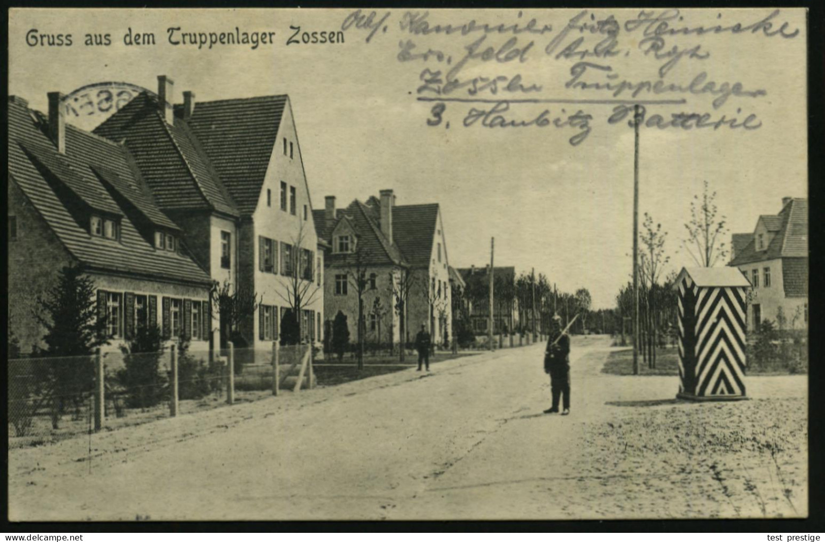 ZOSSEN/ A/ ÜBUNGSPLATZ 1915 (17.5.) 1K-Brücke Auf S/w.-Foto-Ak.: Gruss Aus Dem Truppenlager Zossen (Gebäude U. Schilderh - 1. Weltkrieg