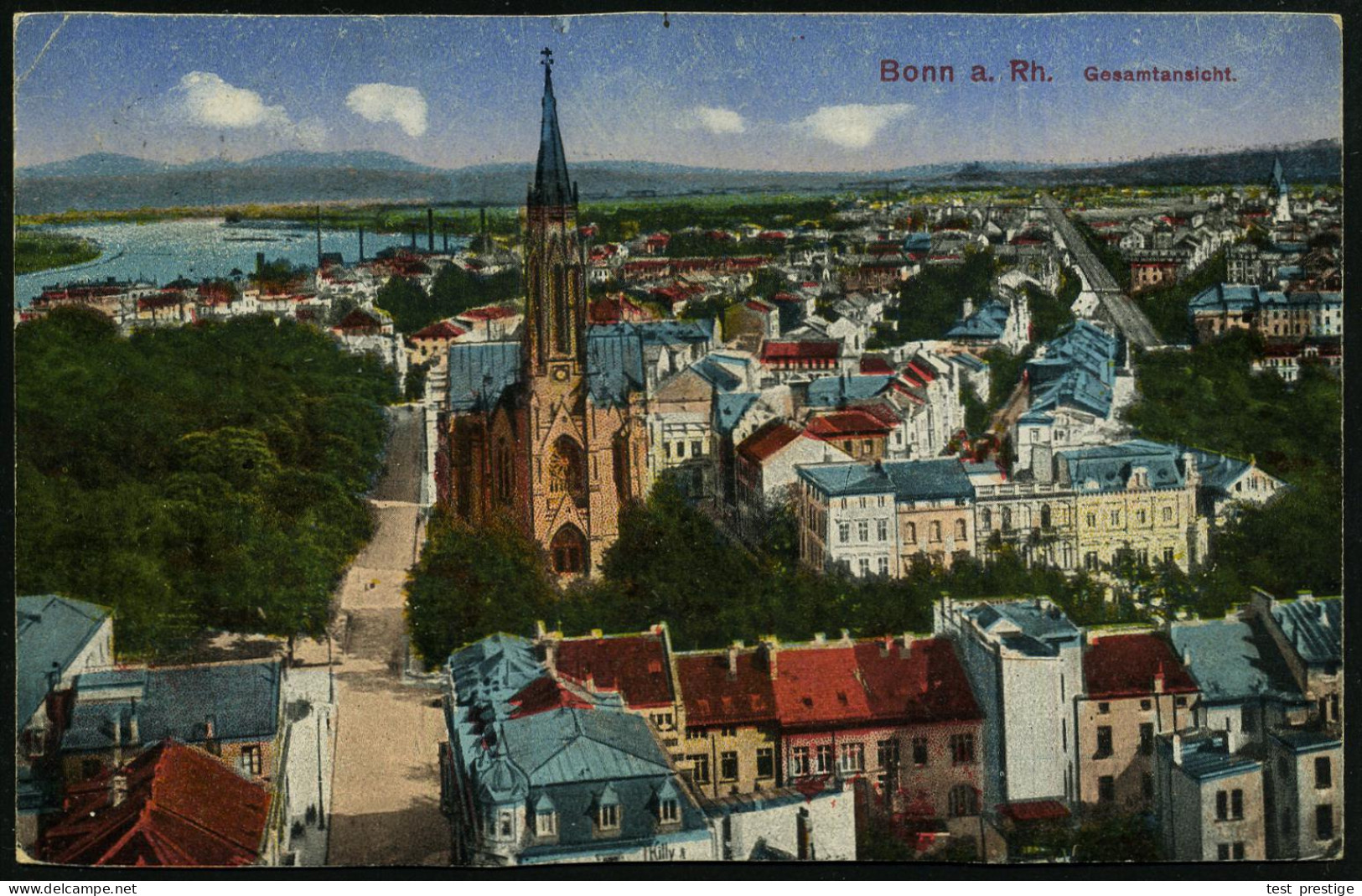 Bonn 1921 (1.9.) Feldpost-1K: TRESOR ET POSTES/* 96 * = Französ. Feldpostamt Bonn + Viol. 2K-HdN: HOPITAL MILITAIRE/Sect - Sonstige & Ohne Zuordnung