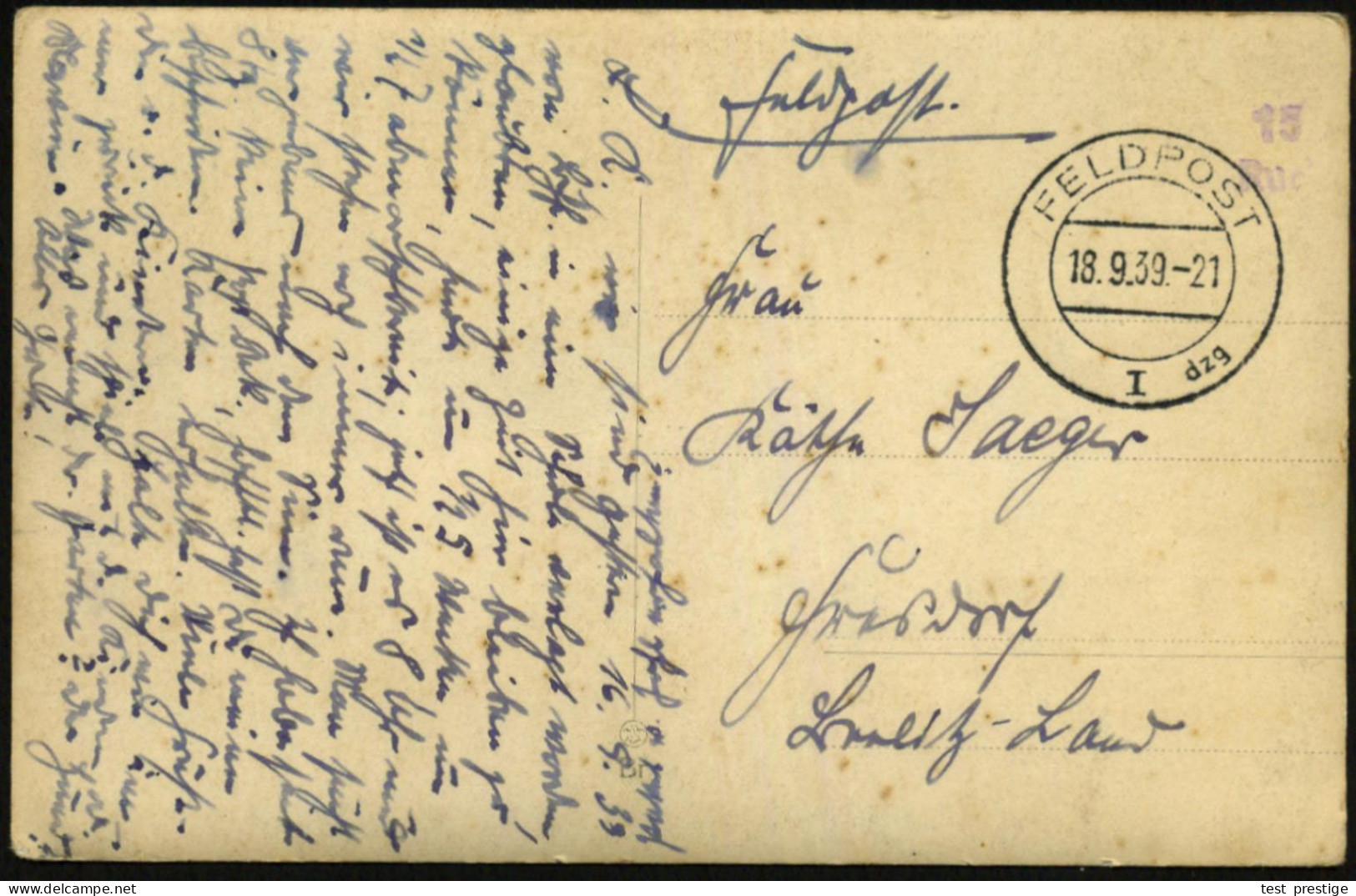 DANZIG 1939 (18.9.) Seltener 2K-Steg: FELDPOST/I/ D Z G (Mi.1 + 150.- EUR, 2009), S/w.-Feldpost-Ak.: GDYNIA HOTEL "Polsk - Other & Unclassified