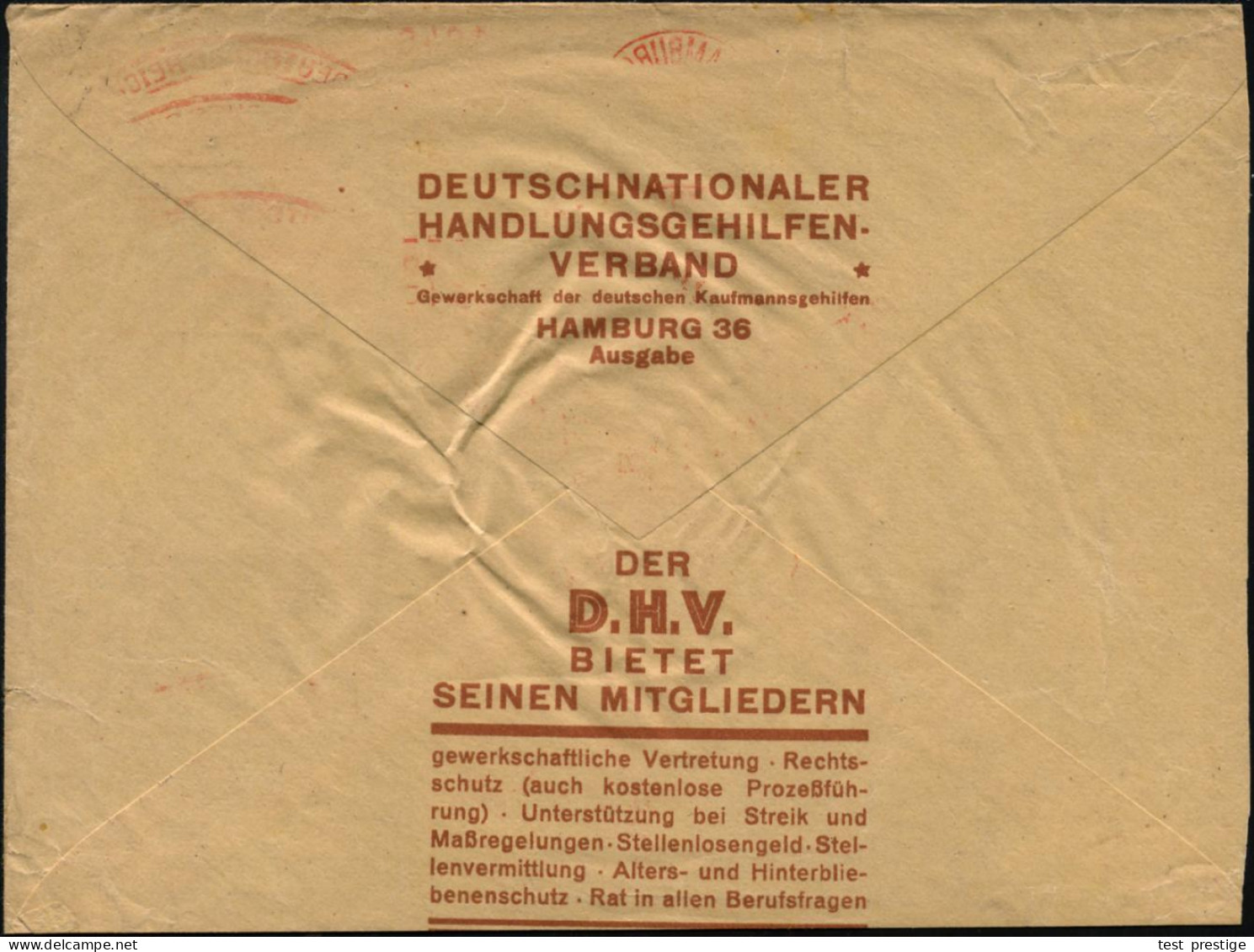 HAMBURG/ 36/ D.H.V./ Deutschnationaler/ Handlungsgehilfen-Verband 1930 (21.1.) AFS Francotyp = Angestellten-Gewerkschaft - Sonstige & Ohne Zuordnung