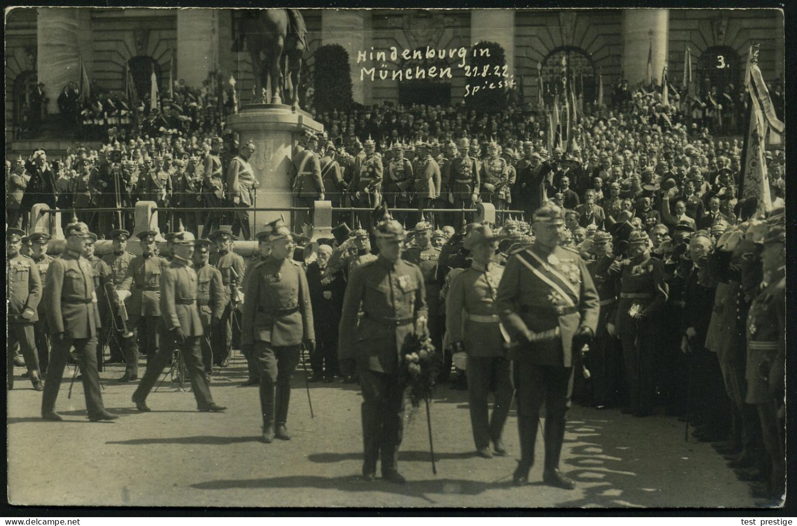 München 1922 (21.8.) 3 Verschiedene S/w.-Foto-Ak.: Von Hindenburg In Uniform In München, Sign. Spiessl (Hindenbg. Und Ve - Other & Unclassified