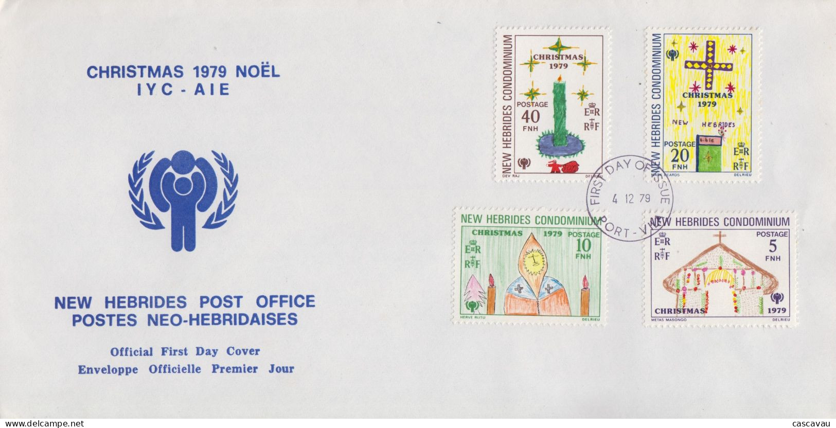 Enveloppe  FDC  1er Jour   NOUVELLES  HEBRIDES    Noël   1979 - FDC