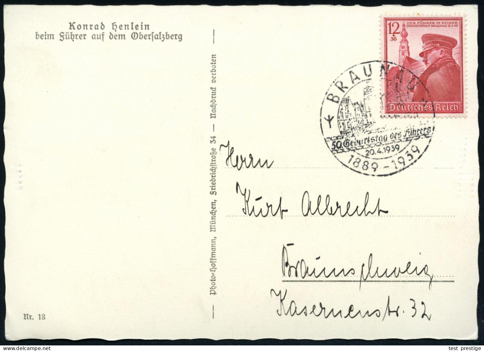 BRAUNAU/ 50.Geburtstag Des Führers/ 1889-1939 1939 (20.4.) SSt Auf EF 12 + 38 Pf. Hitlers Geburstag (Mi.691 EF, Hitler I - Other