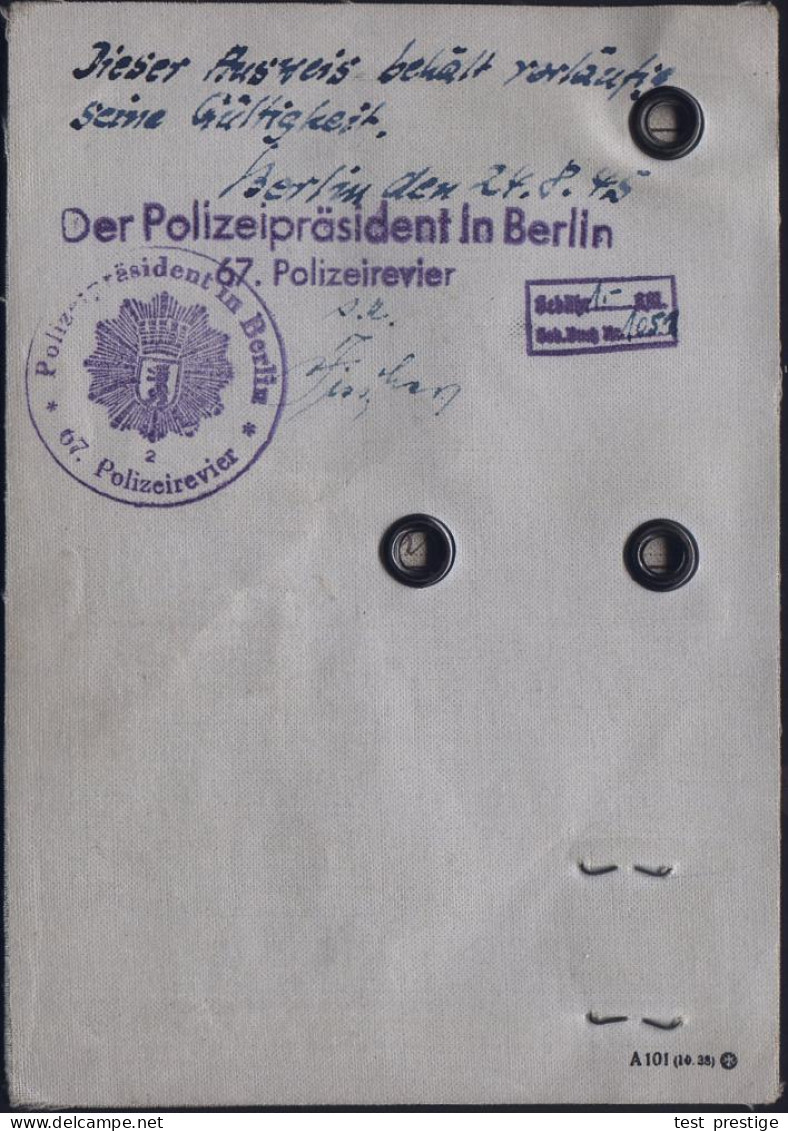 Berlin 1940 (30.11.) Orig. Kennkarte: Personalausweis Einer Frau Mit Lichtbild U. 2 Fingerabdrucke, Am 24.8.1945 Verläng - Otros & Sin Clasificación