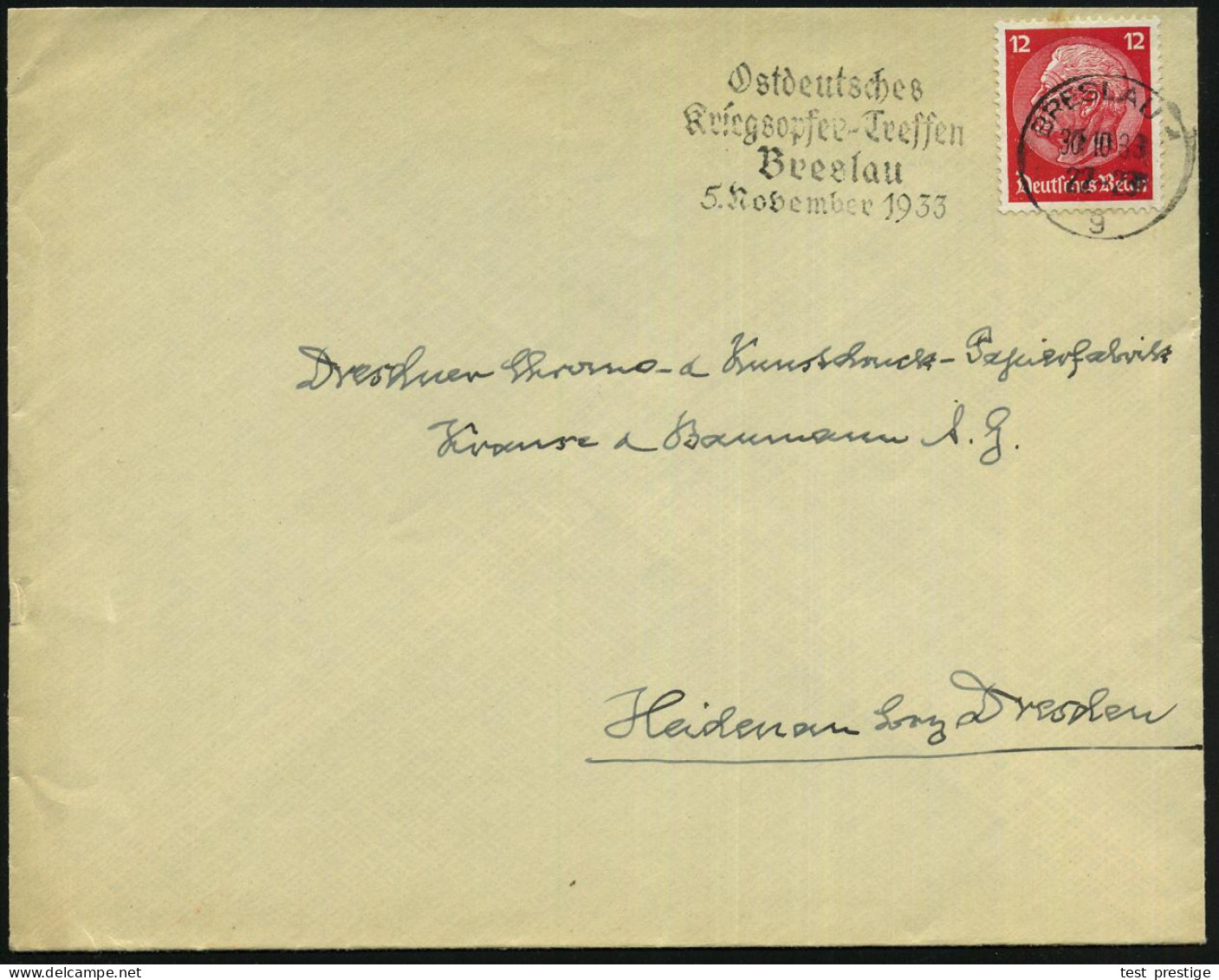 BRESLAU 1/ G/ Ostdeutsches/ Kriegsopfer-Treffen/ ..5.Nov. 1933 (30.10.) Seltener MWSt Klar Auf Fern-Bf. (Bo.24 A I) - NA - Autres & Non Classés