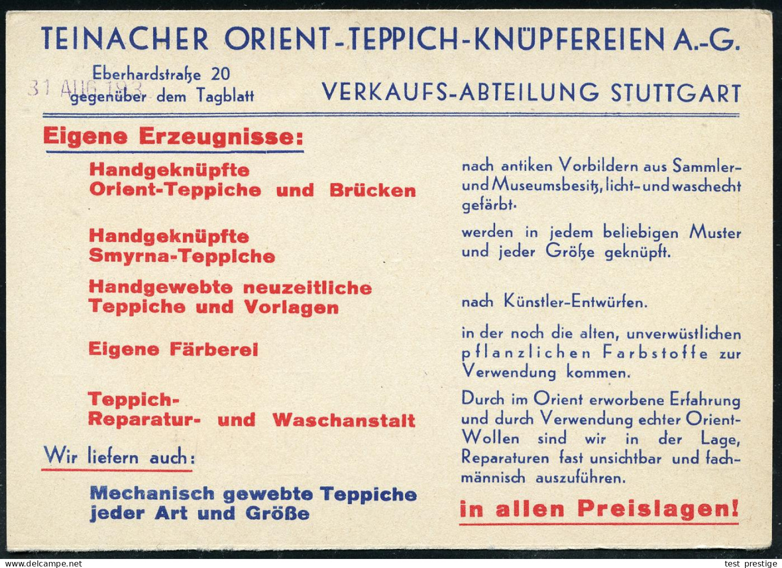 STUTTGART 3/ * 1933 (29.8.) PFS 3 Pf. A.Reklame-Kt: Der Orient Im Schwarzwald! Deutsche!.. Kauft Dt.Qualitäts-Erzeugniss - Sonstige & Ohne Zuordnung