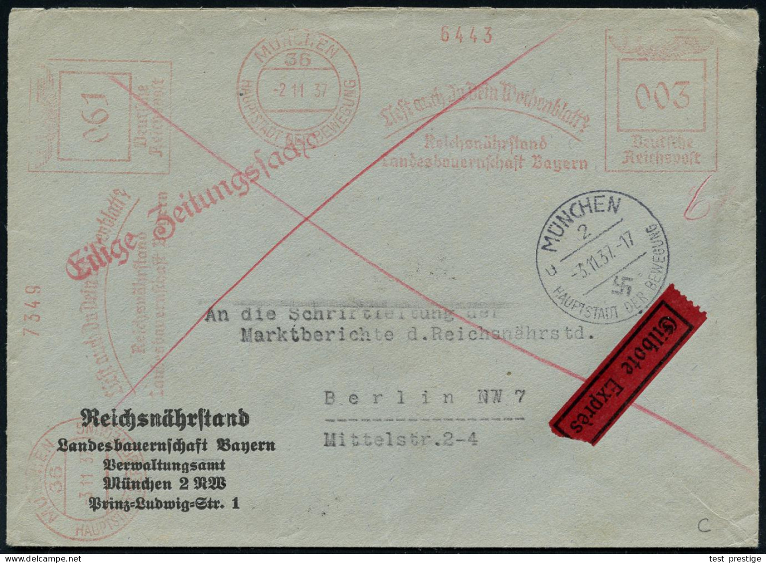 MÜNCHEN/ 36/ HDB/ Liest Auch Du Dein Wochenblatt?/ Reichsnährstand/ Reichsbauernschaft Bayern 1937 (2.11.) AFS Francotyp - Otros & Sin Clasificación