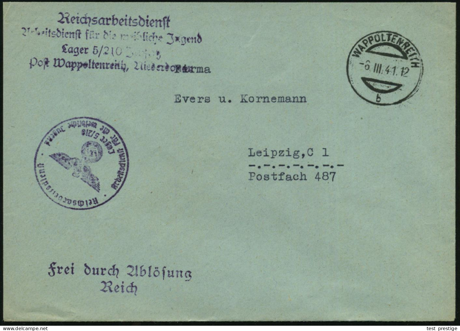 WAPPOLTENREITH/ B 1941 (6.3.) Ehem., österr. 1K-Brücke + Viol. HdM: Reichsarbeitsdienst/..für Die Weibliche Jugend/ Lage - Other & Unclassified