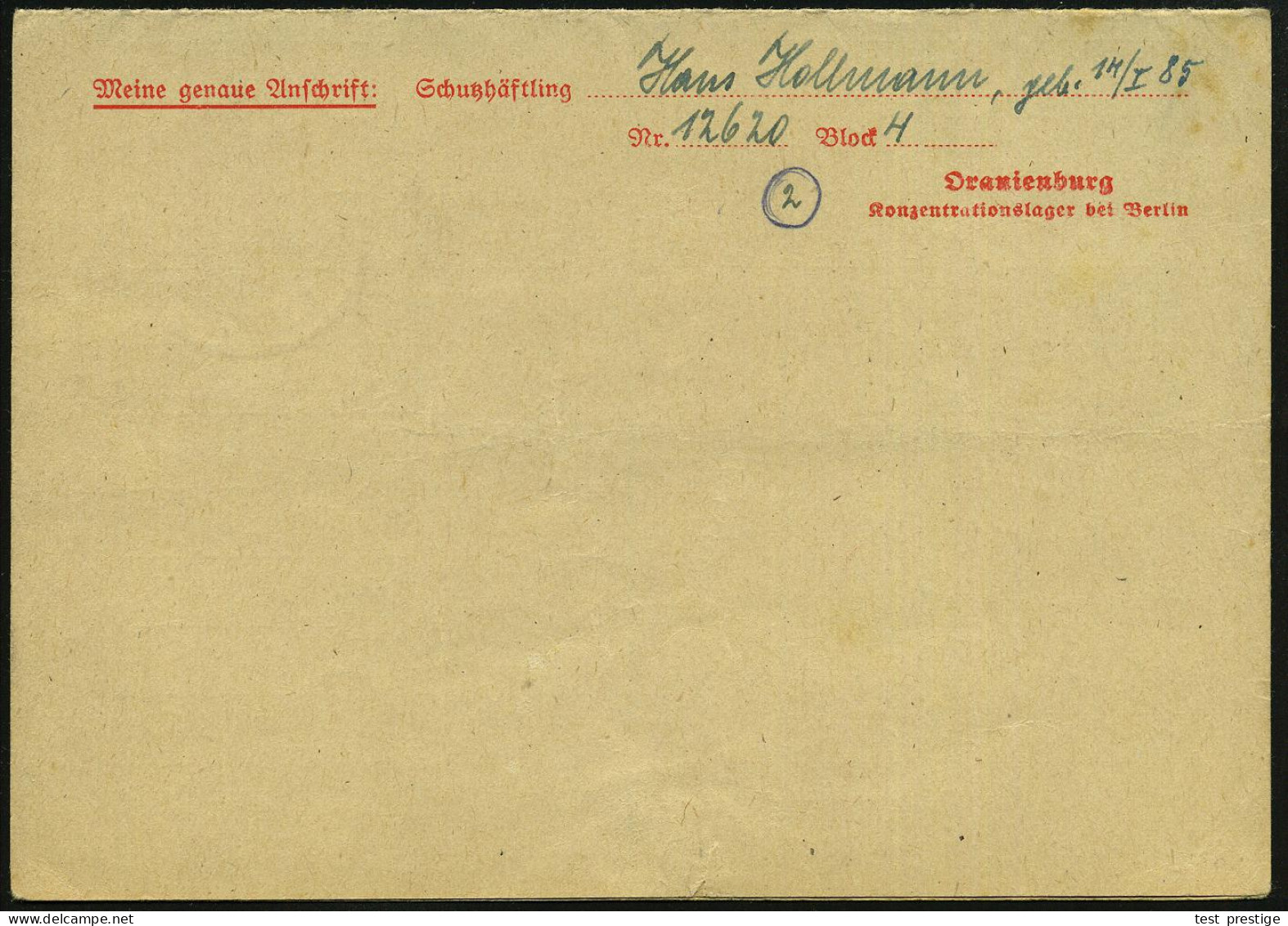 ORANIENBURG/ F 1945 (3.1.) 2K-Steg + Viol.Zensur-HdN: Postzensurstelle/E./ K. L. Sachsenhausen  KZ-Faltbf Mit Lagerordnu - Sonstige & Ohne Zuordnung