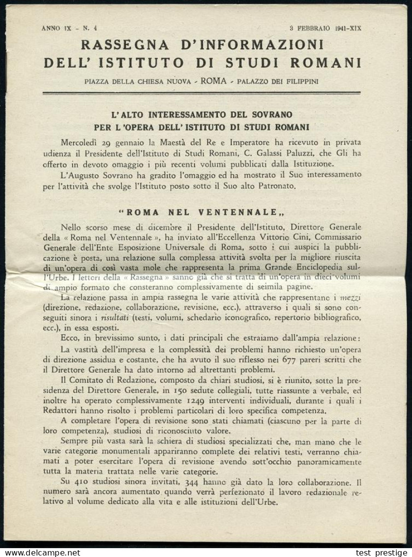 ITALIEN 1941 (4.2.) AFS Francotyp: ROMA/INSTIVTO DI STVDI ROMANI, 250 C. (Adler Vor Kreuz) Motivgl. Zeitschrift , Div. A - Other & Unclassified