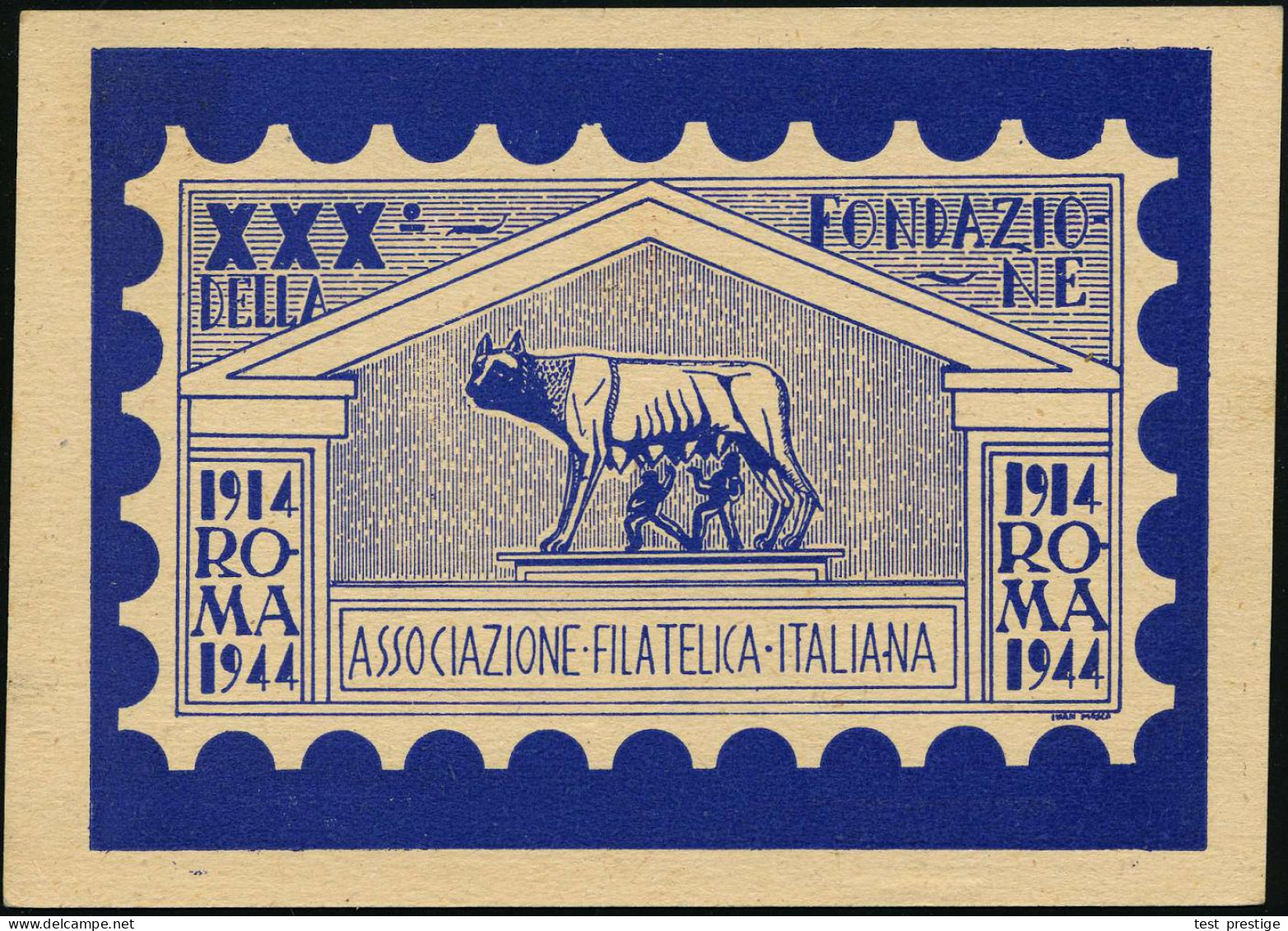 ITALIEN /  REP. VON SAL&Ograve; 1944 Amtl. P 30 C. Braun + Amtl. Zudruck: XXX. ANNIV. "ASOOC. FILATELICA INTALIANA" 1914 - Sonstige & Ohne Zuordnung