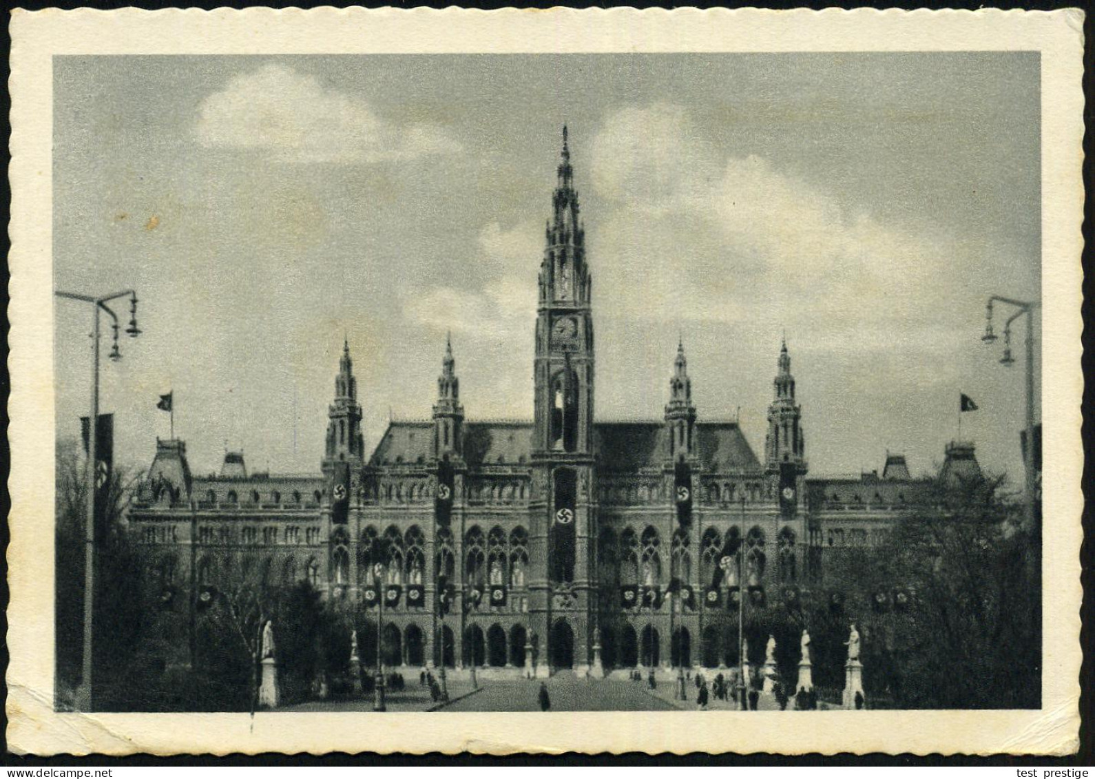 WIEN/ Reichskolonialtagung 1939 (19.5.) SSt = NS-Kolonialflagge Klar Auf S/w.-Foto-Ak.: Rathaus Mit Hakenkreuz-Beflaggun - Otros & Sin Clasificación