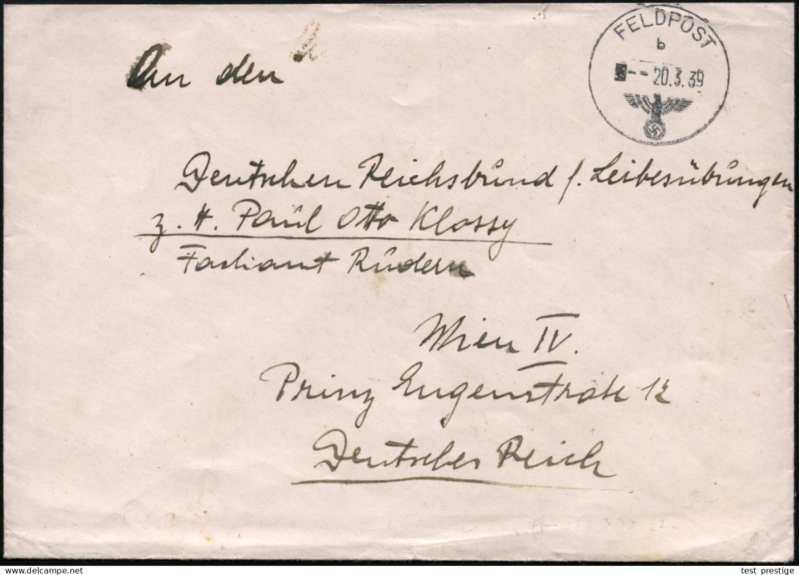 DEUTSCHES REICH 1939 (20.3.) 1K: FELDPOST/b/--- Ohne Taktische Nr. (1x Geblockt) = CSR-Besetzung Durch Wehrmacht (15.3.  - Sonstige & Ohne Zuordnung