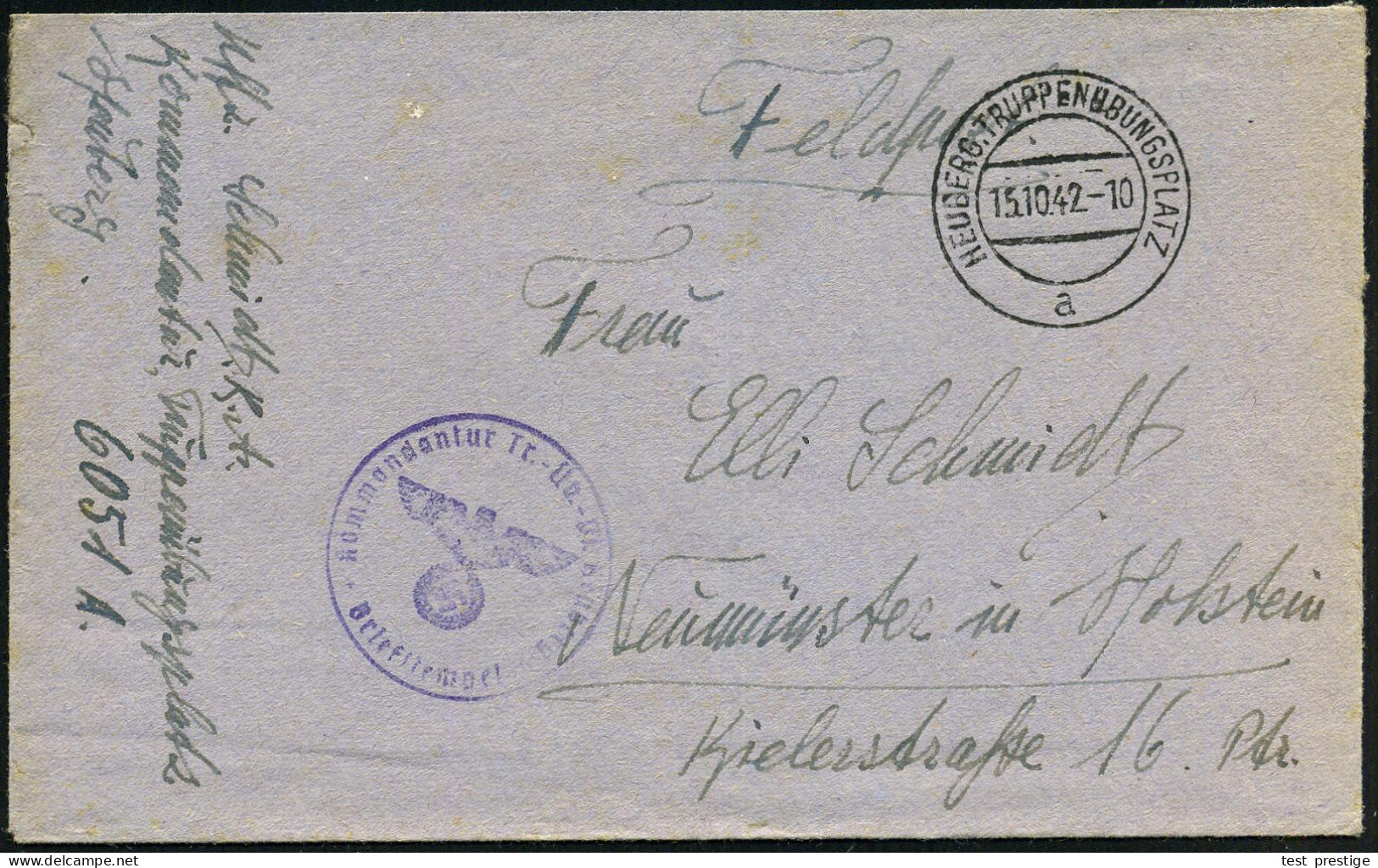 HEUBERG TRUPPENÜBUNGSPLATZ/ A 1942 (15.10.) 2K-Steg = Hauspostamt Truppenübungsplatz (Mi.17 A) + Viol. 1K-HdN: Kommandan - 1939-45