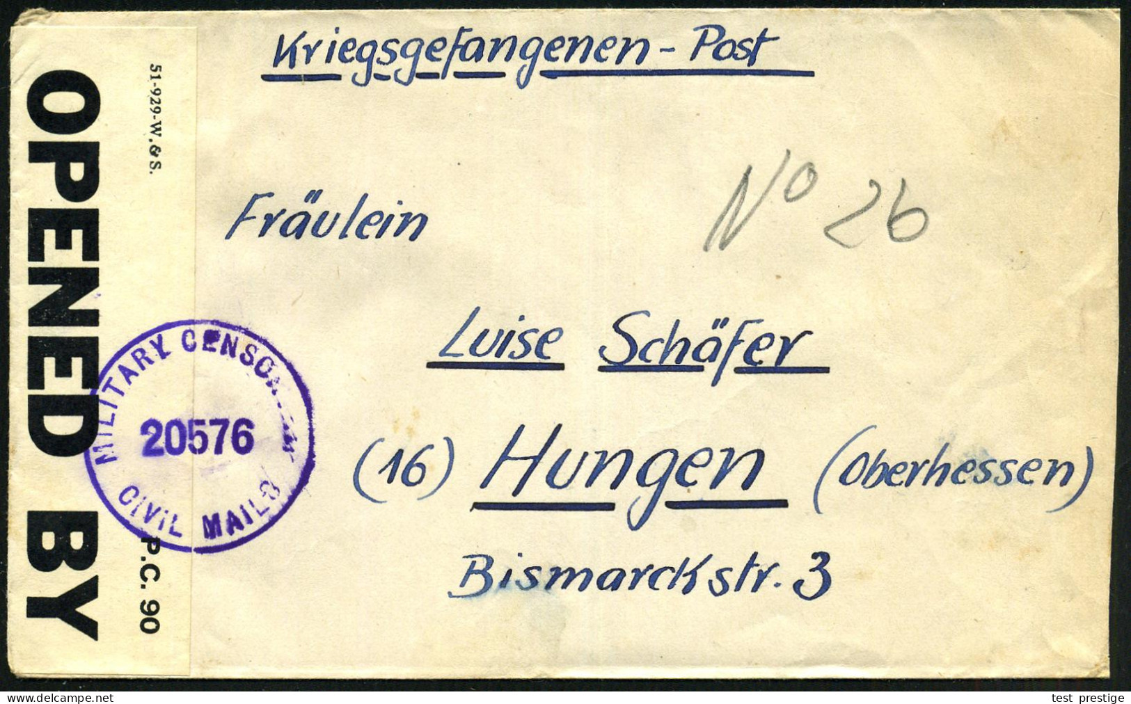 Munster-Lager 1946 2 Kriegsgef.-Briefe, Rs. Hs. Abs.: "..(20) Munster Lager (Hann.) Teillage C, Wohnblock 12" + 2 Versch - 1939-45