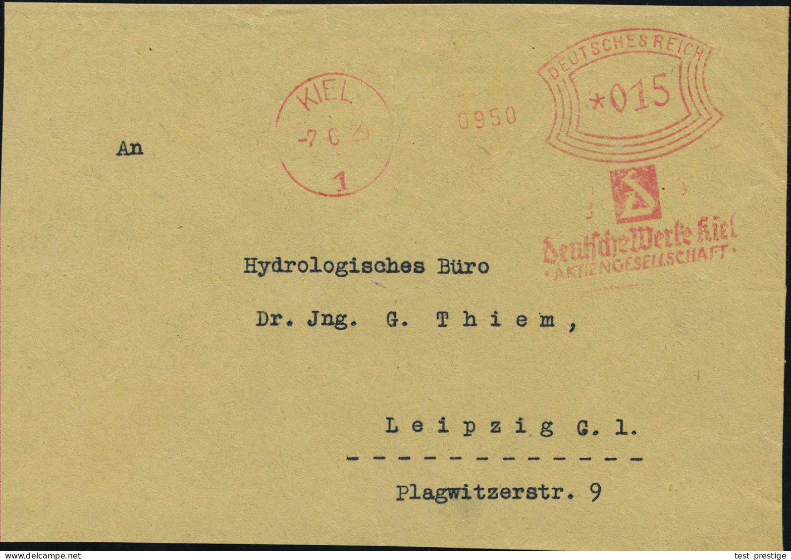 KIEL/ 1/ D/ Deutsche Werke Kiel/ AG 1929 (7.6.) AFS Francotyp (Monogr.) = Kriegsschiff-Werft, U.a. Kreuzer "Blücher", Sc - Autres & Non Classés