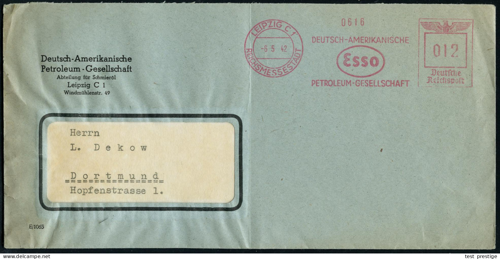 LEIPZIG C1/ REICHSMESSESTADT/ Essolub/ ..Deutsch-Amerikanische Petroleum-Gesellschaft 1942 (6.5.) AFS Francotyp Mit Firm - Other & Unclassified