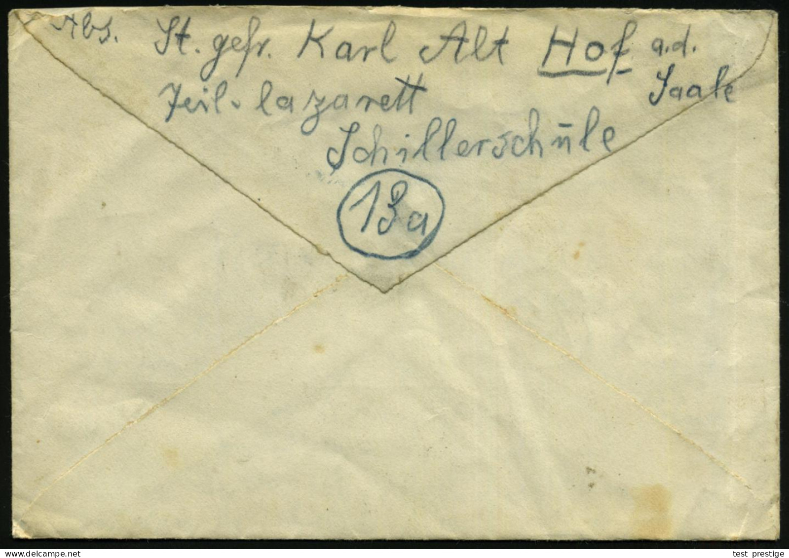 HOF (SAALE) 2/ A/ Frauen U.Mädel/ Meldet Euch Zur/ ..Reichspost.. 1945 (24.2.) MWSt (Posthorn) + Viol. 1K-HdN: Reserve L - WW2 (II Guerra Mundial)