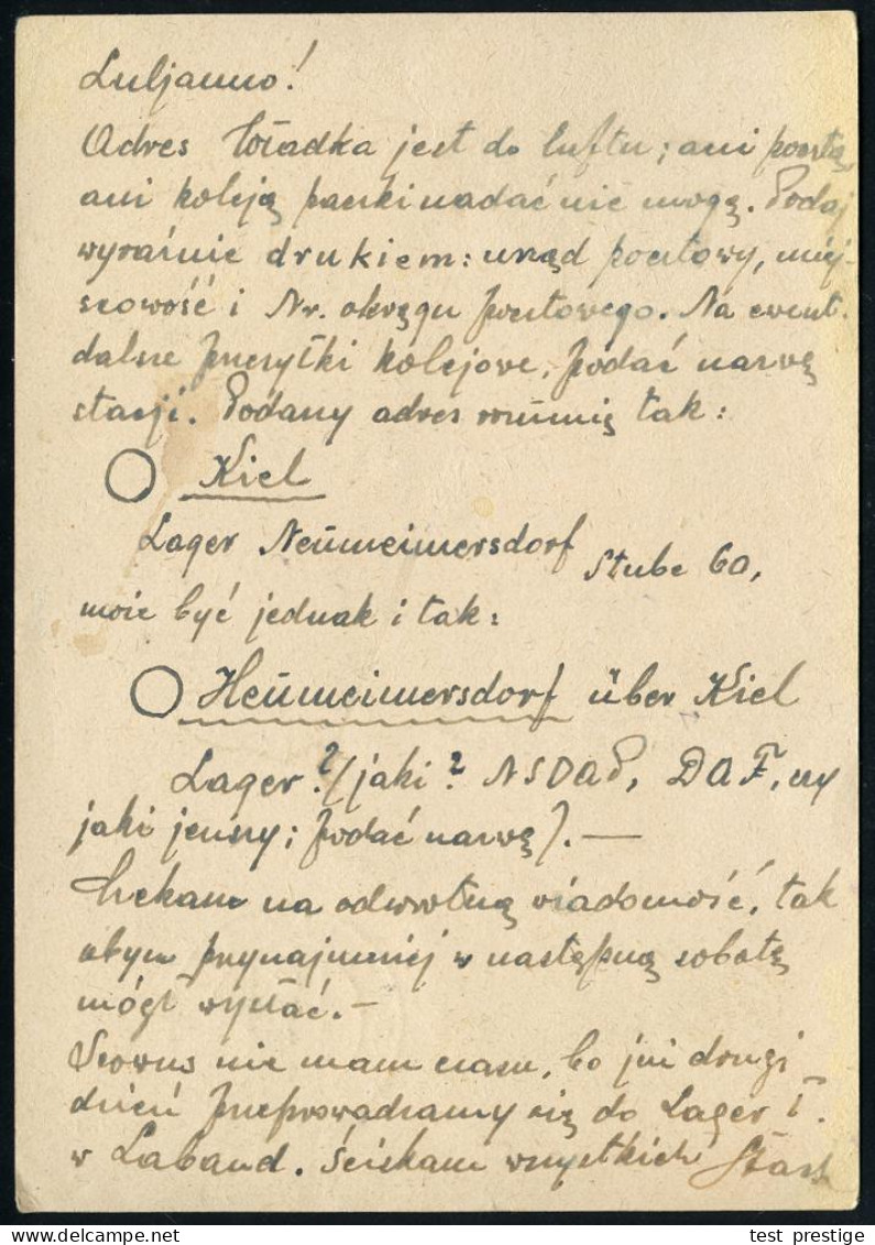 LABAND (OBERSCHLES)/ C 1945 (6.1.) 2K-Steg Auf Inl.-P 6 Pf. Hitler, Absender Ein Zwangsarbeiters Im Presswerk Gleiwitz A - 2. Weltkrieg