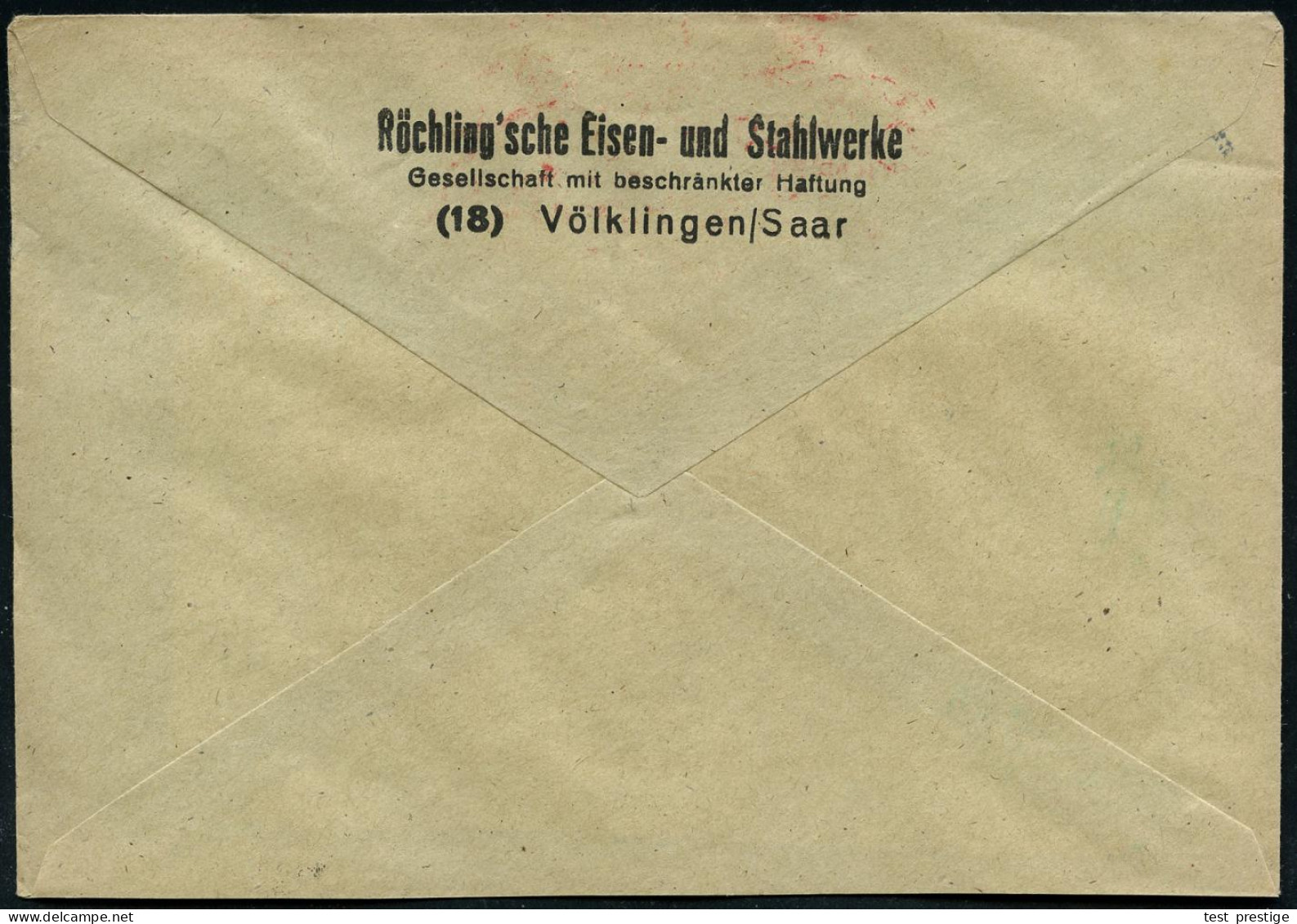 VÖLKLINGEN (SAAR)/ RÖCHLINGSTAHL/ ÜBERALL 1949 (18.8.) AFS Francotyp "POST SAAR" (Firmen-Wappen) Rs. Abs.-Vordruck: Röch - Otros & Sin Clasificación