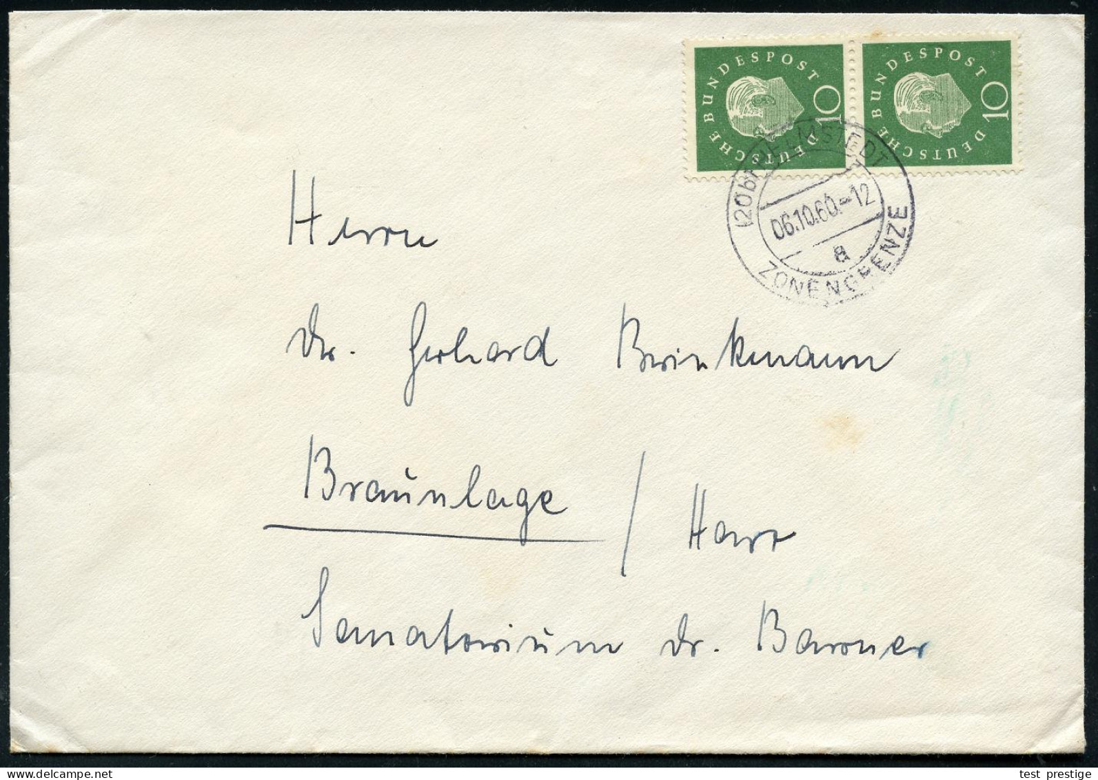 (20b) HELMSTEDT/ A/ ZONENGRENZE 1953 (19.6.) Seltener 2K-Steg = Gesuchtes Hauspostamt Des BRD-DDR-Grenzkontrollpunktes " - Sonstige & Ohne Zuordnung