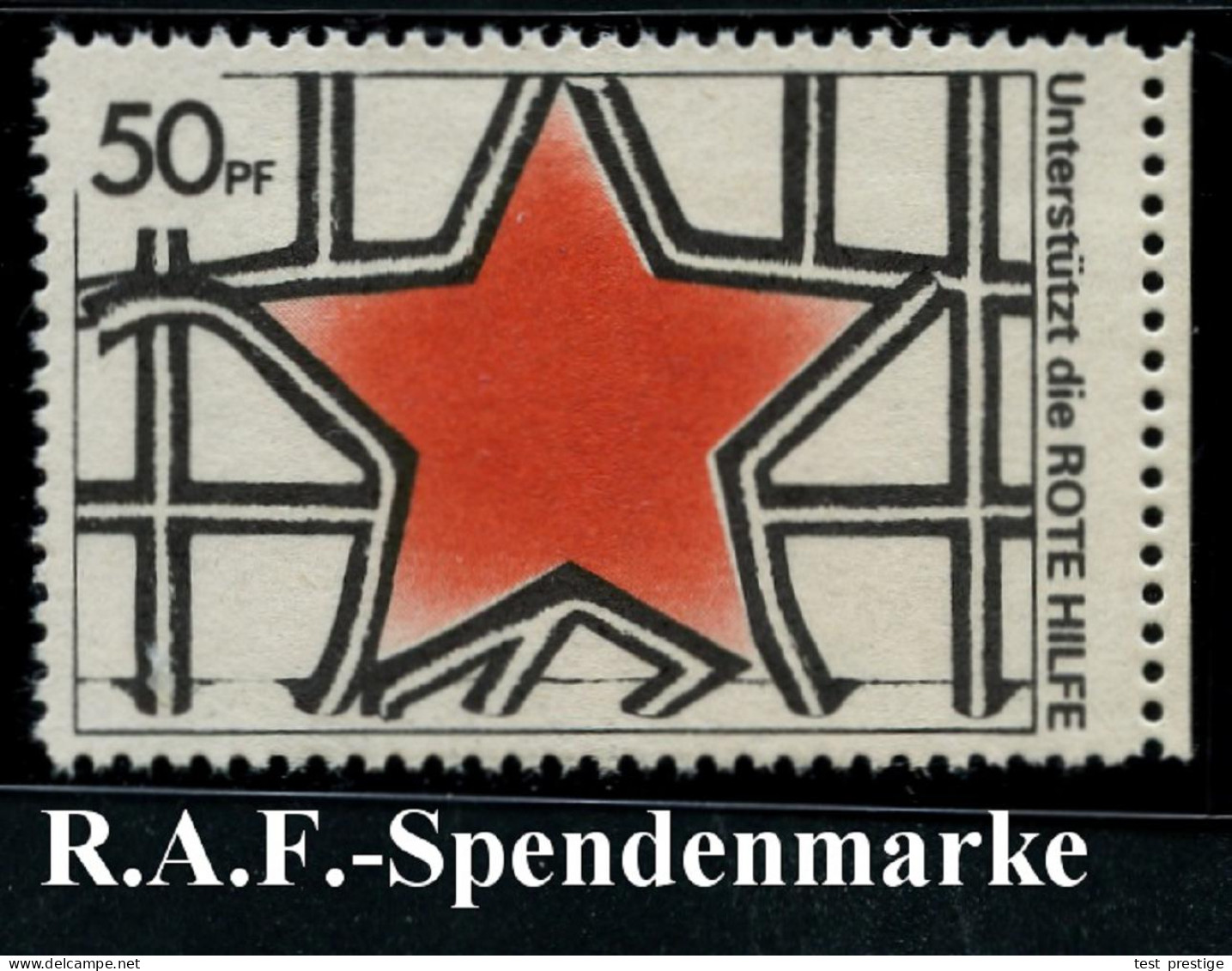 B.R.D. 1972 50 Pf. Spendenmarke "Unterstützt Die ROTE HILFE" = Spendenmke Für Die R.A.F. (auch Baader-Meinhof-Bande Gena - Otros & Sin Clasificación