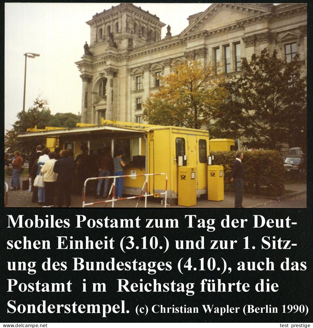 1000 BERLIN 12/ GESAMTDEUTSCHES/ PARLAMENT/ 1.SITZUNG IN BERLIN 1990 (4.10.) SSt Auf Amtl. P 40 Pf. Chilehaus  +  Zudruc - Autres & Non Classés