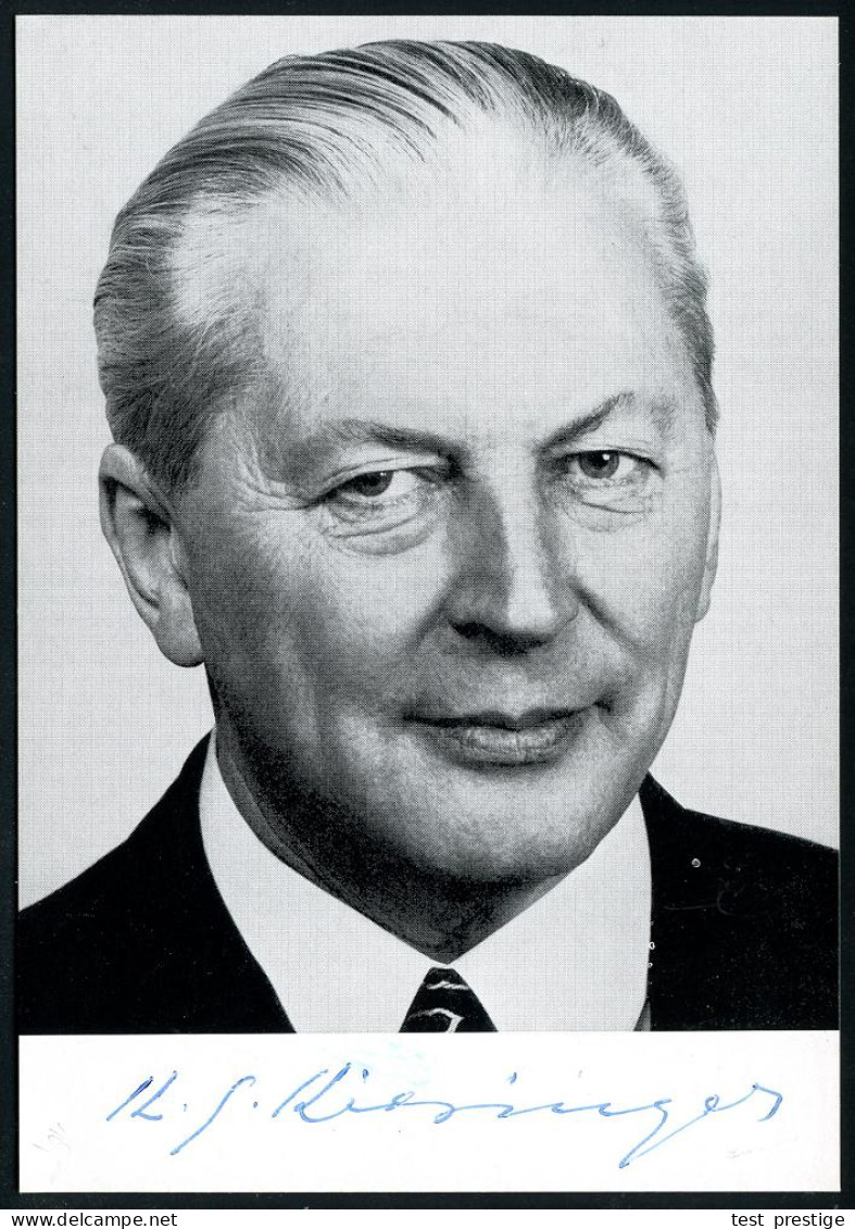 B.R.D. 1975 (ca.) S/w.-Foto-Ak: Dr. H.c. Kurt G. Kiesinger Mit Eigenhändiger Signatur , Ungebr. - B.R.D.-BUNDESPRÄSIDENT - Other & Unclassified