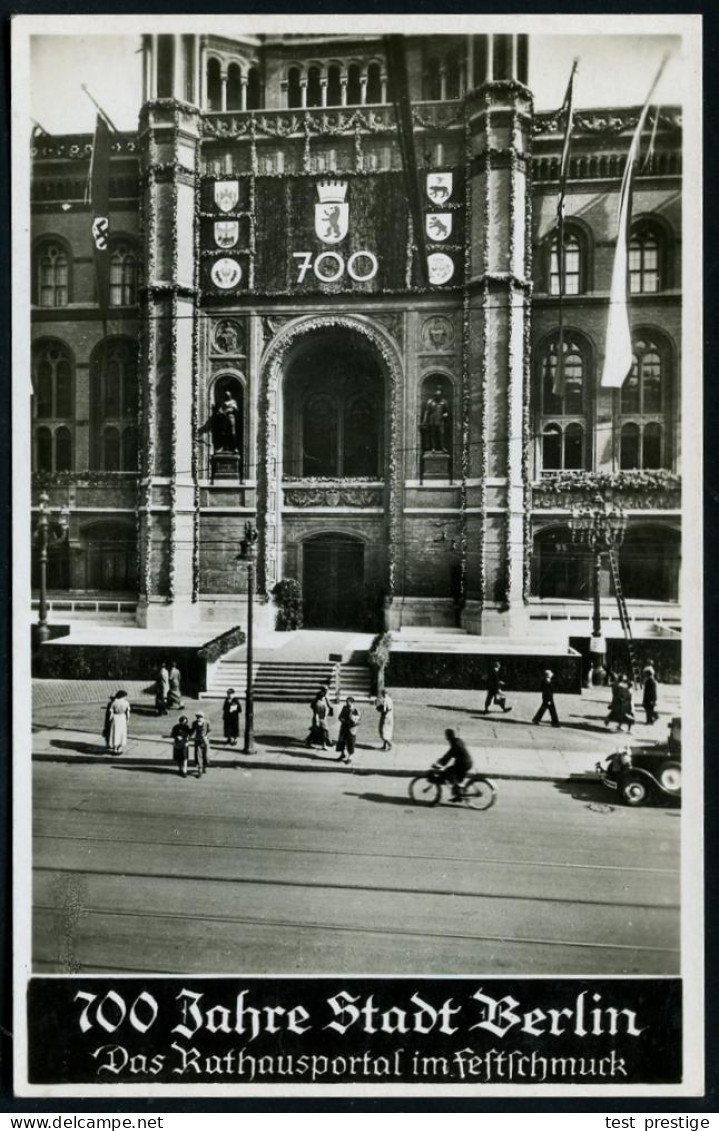 Berlin-Mitte 1937 S/w.-Foto-Ak.: 700 Jahre Stadt Berlin, Das Rathausportal.. , Ungebr. (Uhv. W. St. B. Nr.777) - GESCHIC - Autres & Non Classés