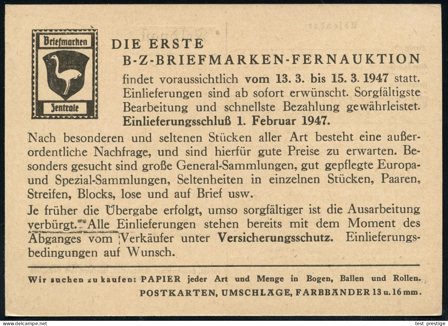 BERLIN SW 11/ Am 1946 (24.12.) Aptierter PFS "Adlerkopf" (Hakenkreuz U. Inschrift "Deutsches Reich" Entfernt) 6 Pf. = We - Otros & Sin Clasificación