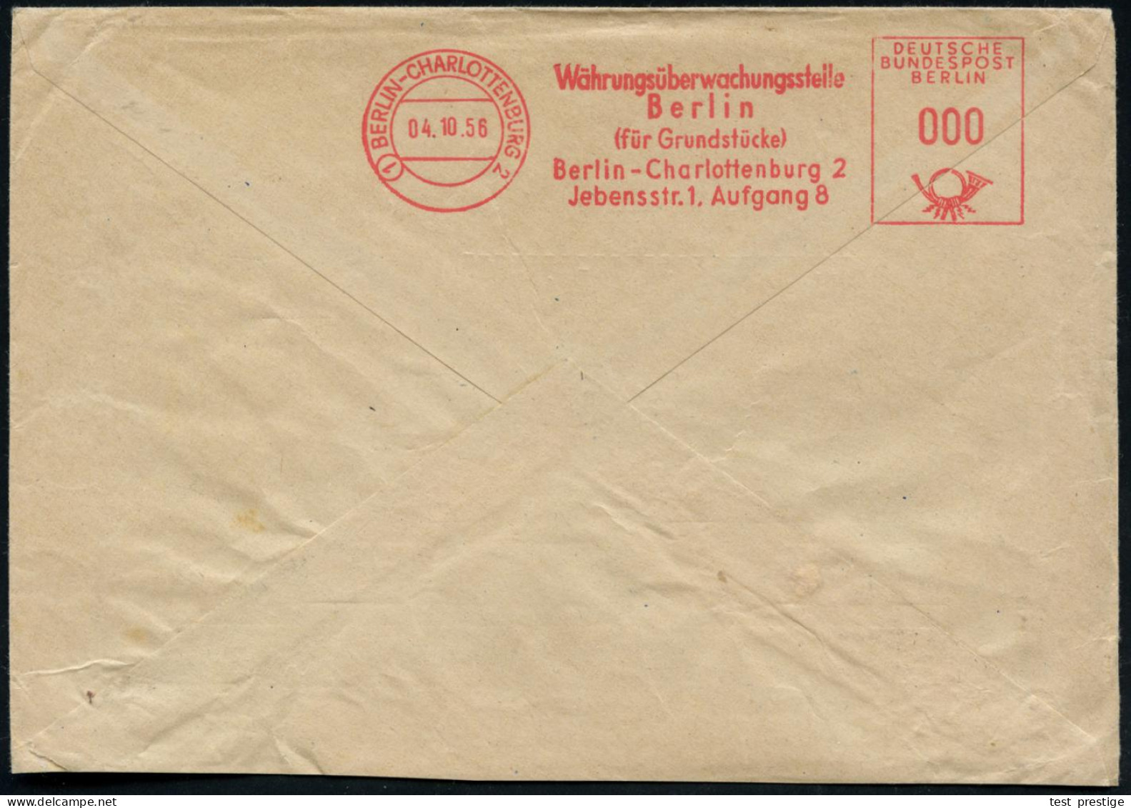 (1) BERLIN-CHARLOTTENBG.2/ Währungsüberwachungsstelle/ Berlin(für Grundstücke).. 1956 (4.10.) AFS In 000 Als Eingangsste - Other & Unclassified