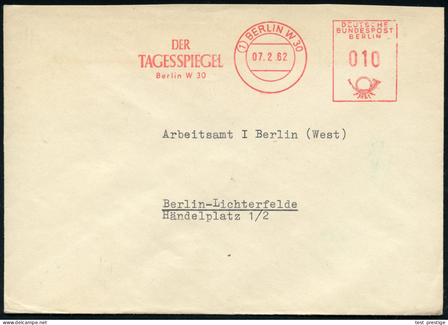 (1) BERLIN W 30/ DER/ TAGESSPIEGEL.. 1962 (7.2.) AFS Francotyp Noch Mit Alter PLZ = Berliner Liberale Tageszeitung, Orts - Sonstige & Ohne Zuordnung