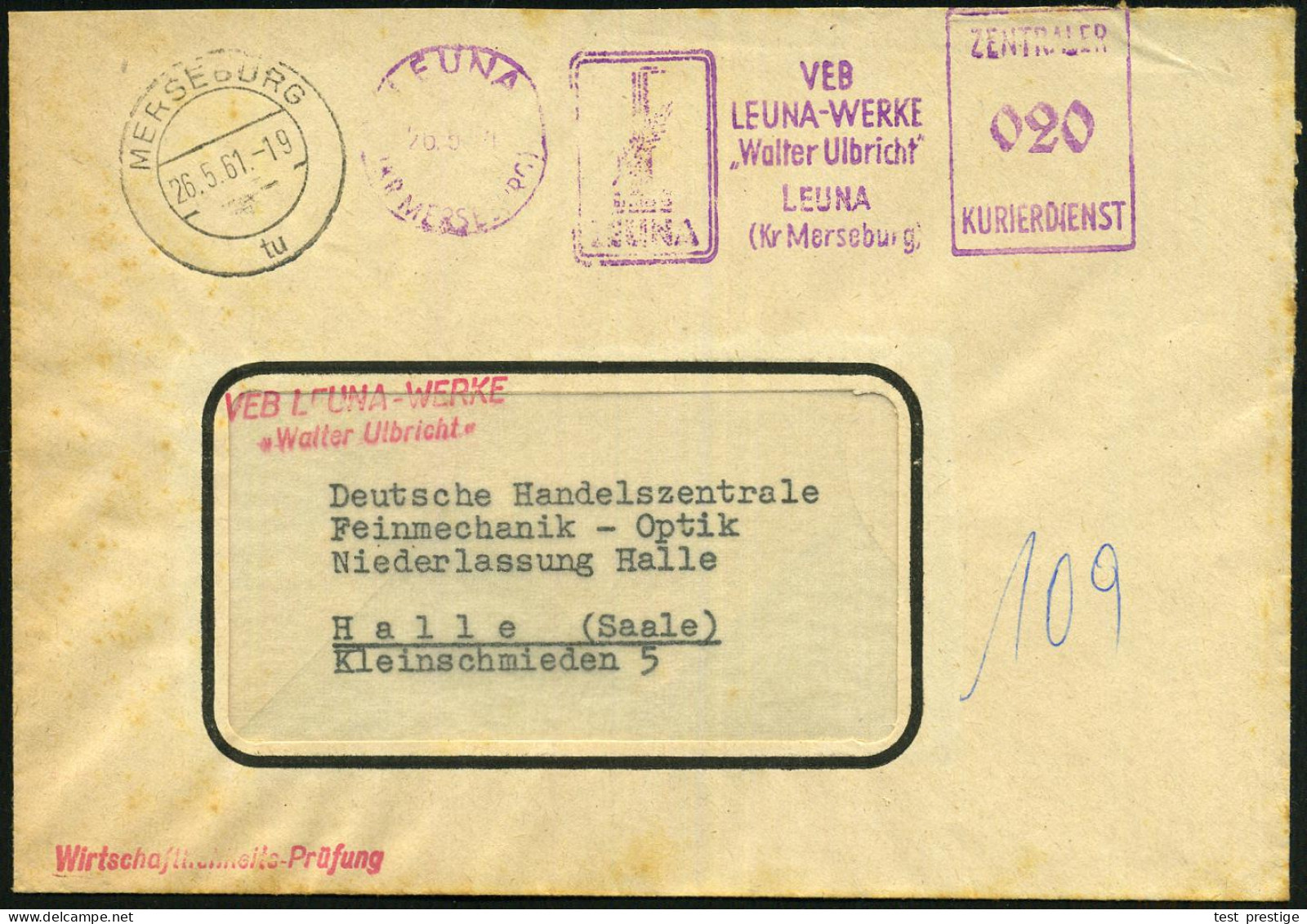 422 LEUNA 3/ VEB/ LEUNA-WERKE/ "WALTER ULBRICHT"/ ..ZKD 1961 (26.5.) Lila ZKD-AFS Francotyp (Leuna-Logo) + Roter 2L:  VE - Sonstige & Ohne Zuordnung