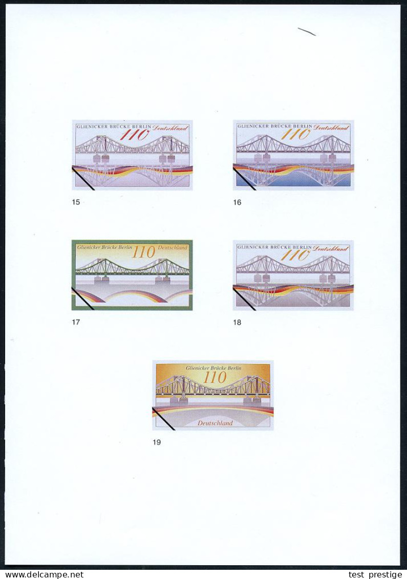 B.R.D. 1997 (Nov.) 110 Pf. "Glienicker Brücke", 23 Verschiedene Color-Alternativ-Entwürfe Der Bundesministeriums Für Fin - Autres & Non Classés
