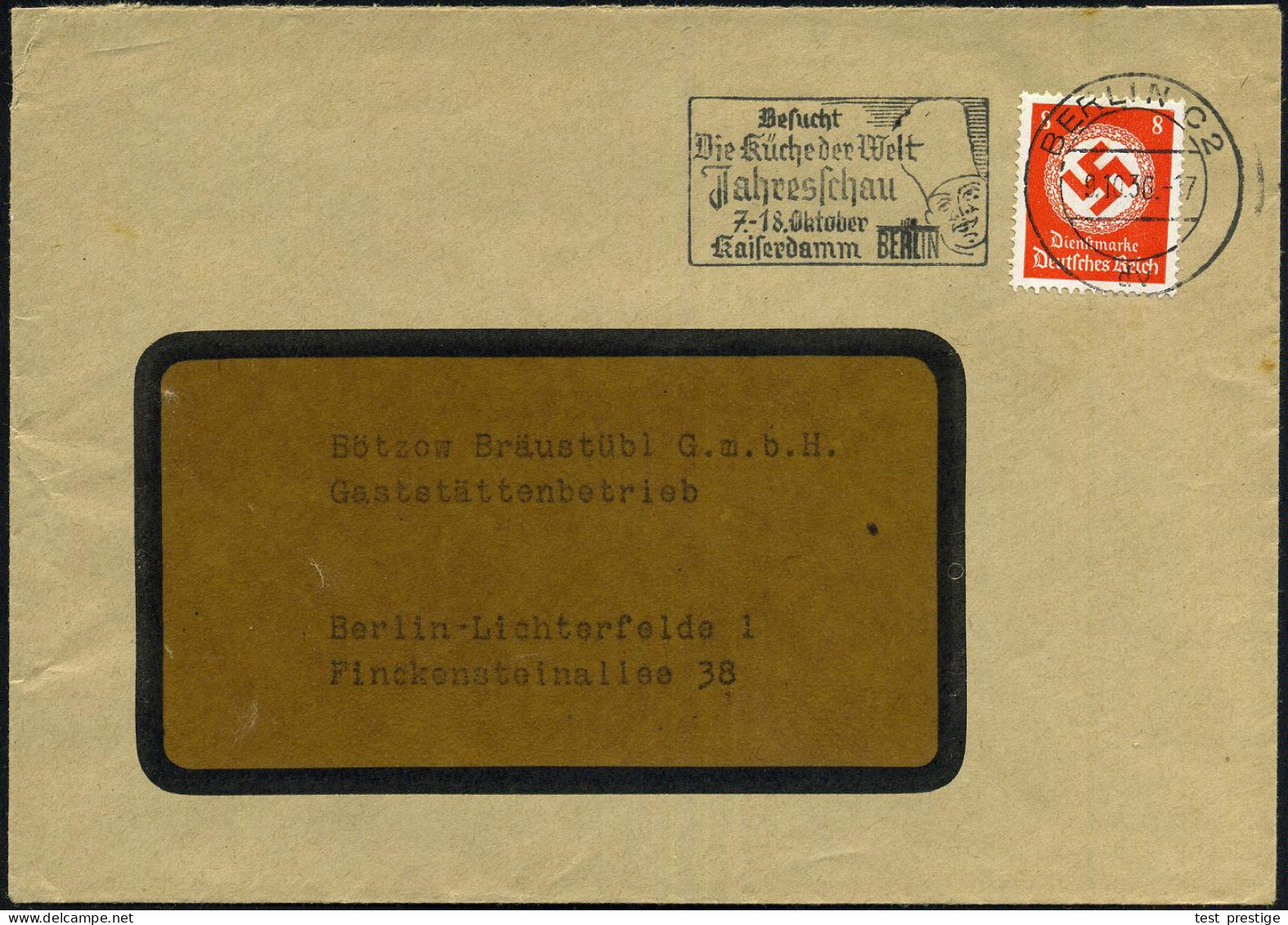 BERLIN C 2/ Dv/ Besucht/ Die Küche Der Welt/ 7.-18.Oktober.. 1936 (9.10.) MWSt Mit Korrigiertem Datum = Brandenbg. Tor ( - Monuments