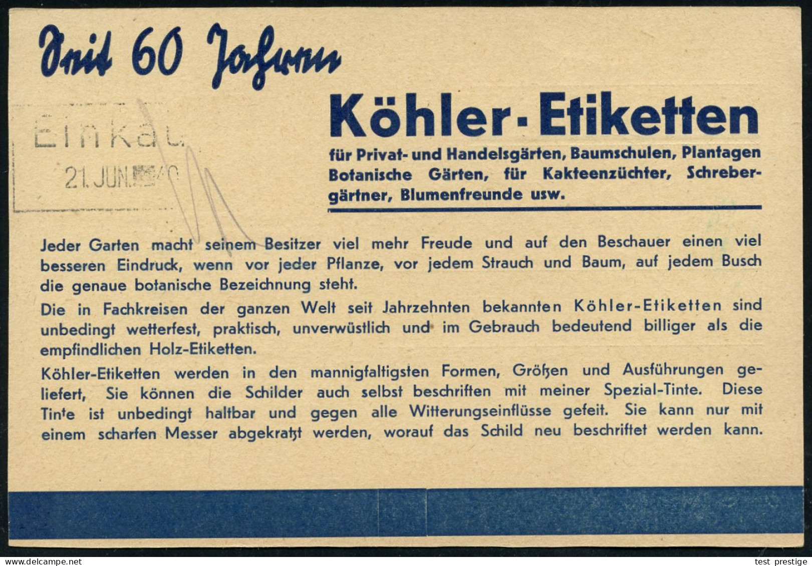 SCHWEIDNITZ/ =780=/ P.K./ Köhler-Schilder 1940 (19.6.) Selteer Freimarkenstempel Mit Kennung = Frankier-Apparat Zur Vora - Other