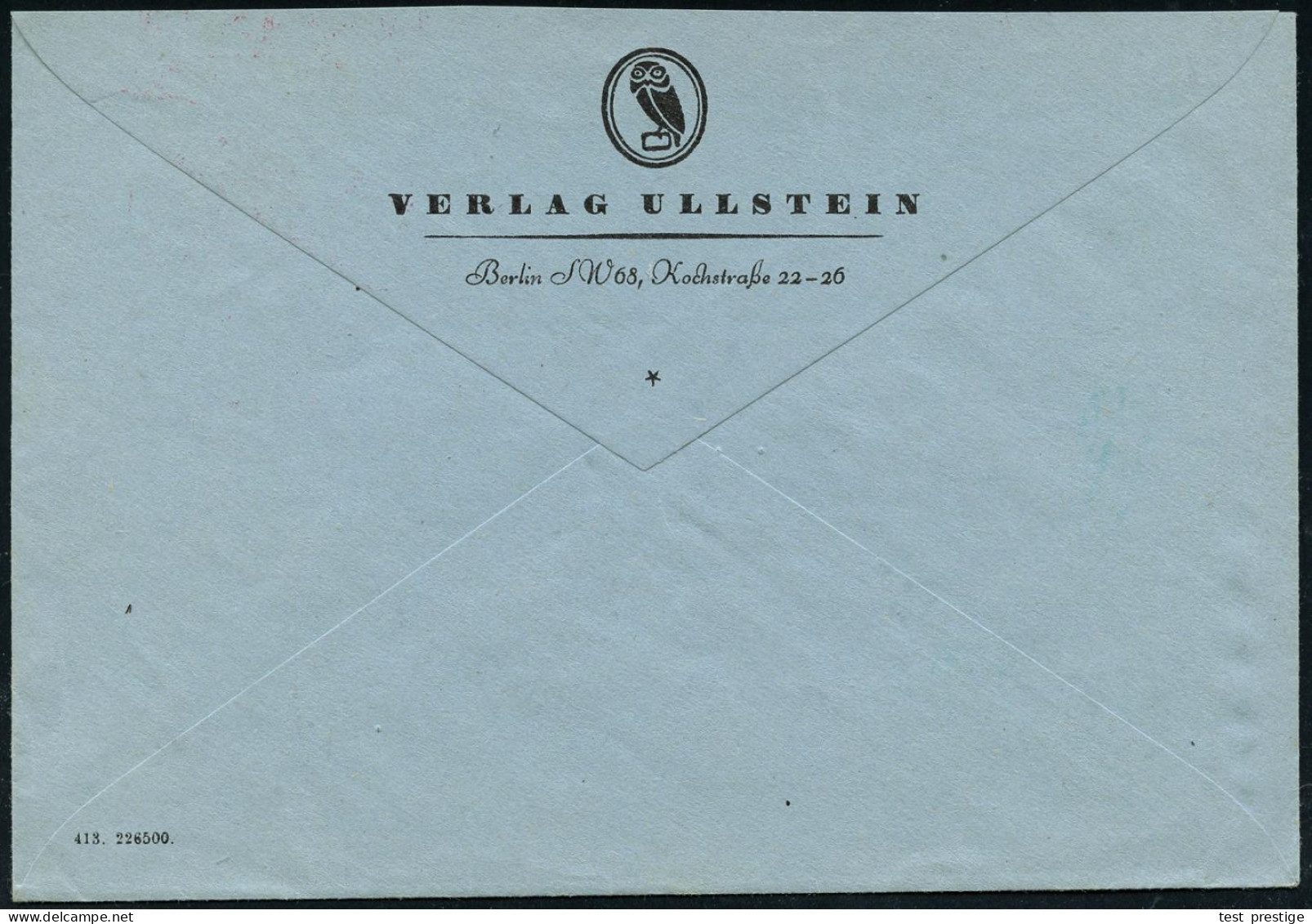 BERLIN SW 68/ Ullsteinhaus/ Postzentrale 1926 (21.4.) Seltener AFS-Vorläufer "Bafra" (Vertikalachse) Vierstellig! , Rs.  - Autres