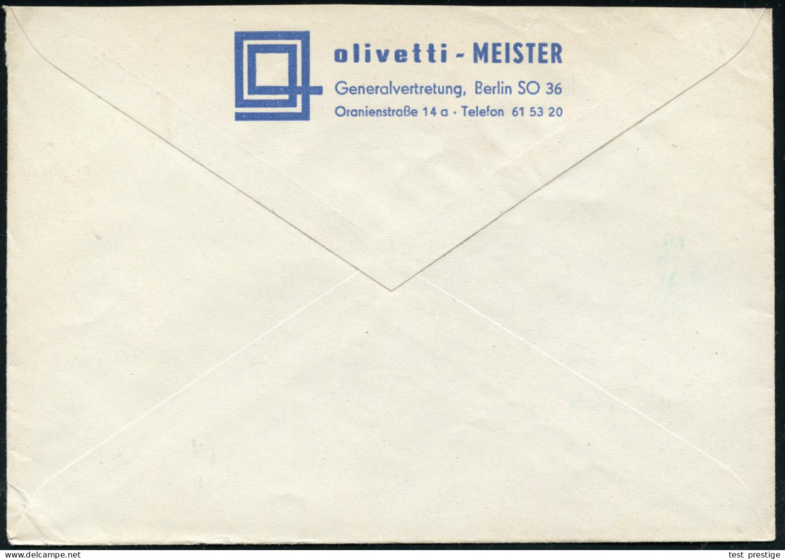 (1) BERLIN SO 36/ Meister/ BÜROMASCHINEN/ Olivetti Generalvertretung 1960 (21.12.) AFS Postalia Auf Orts-Firmen-Bf., Rs, - Otros