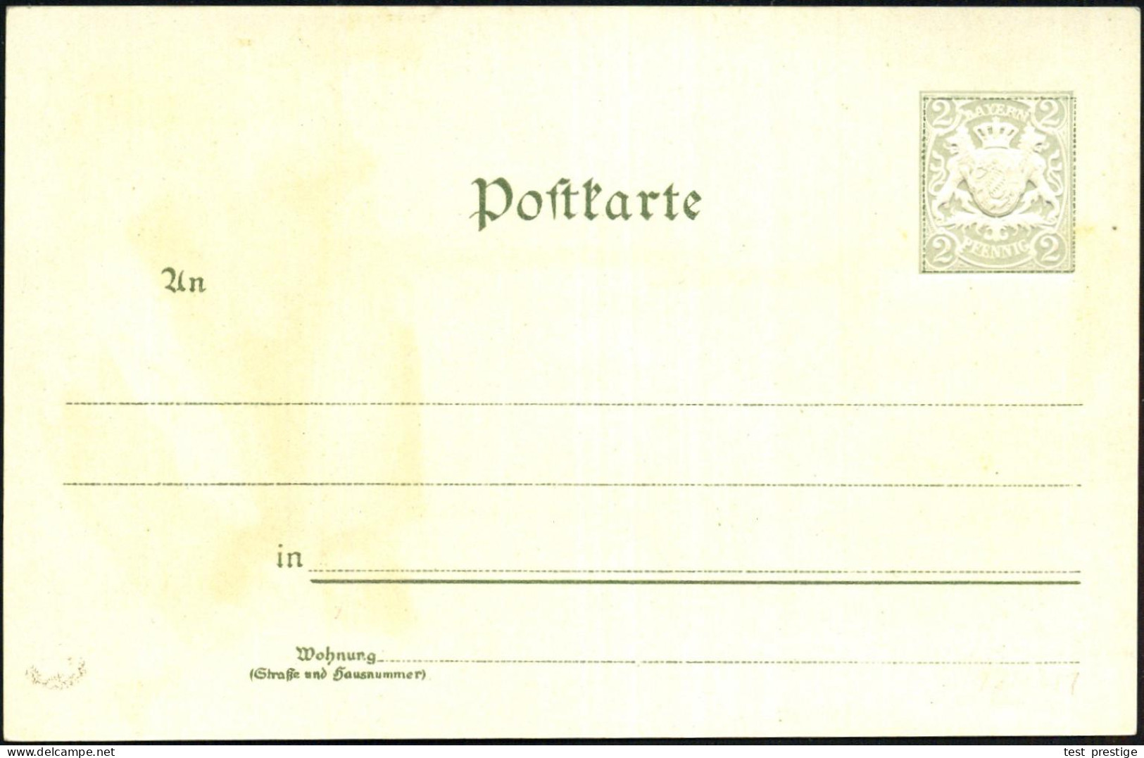 München 1900 (21.4.) PP 2 Pf. Wappen, Grau: 6. Delegirten- Bayr. Verkehrsbeamten Versammlung.. = Rückseite Hauptbahnhof  - Eisenbahnen