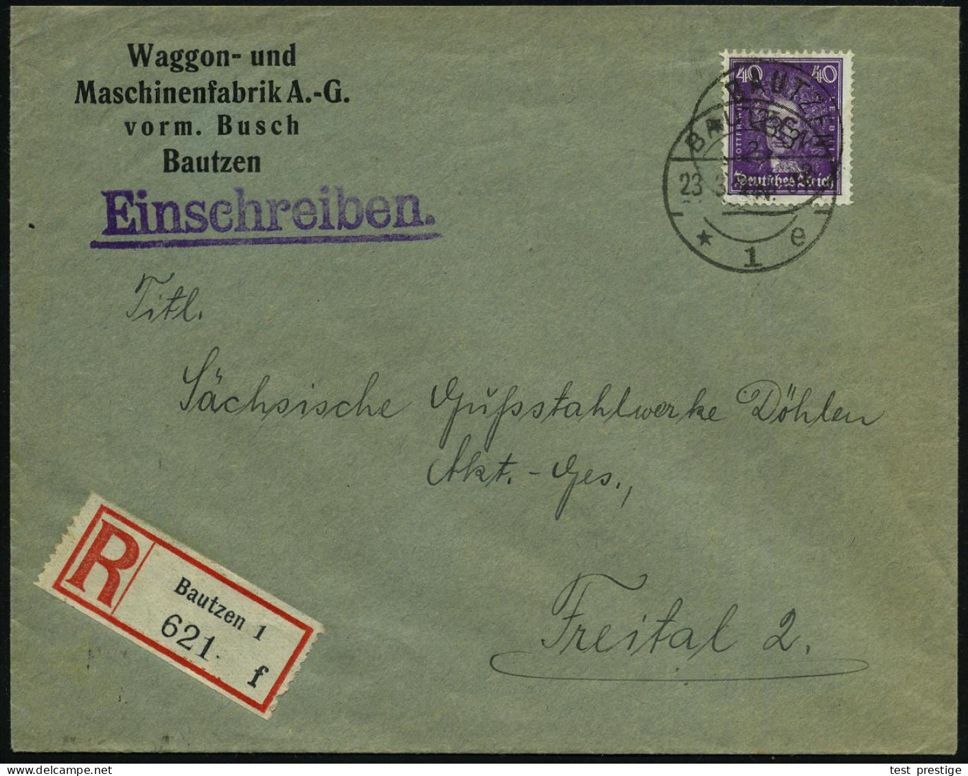 BAUTZEN/ *1e 1927 (Juli) 1K-Brücke Auf 40 Pf. Leibnitz, EF = Mathematiker, Erfinder Der Rechenmaschine , 1K-Stempel + RZ - Trains