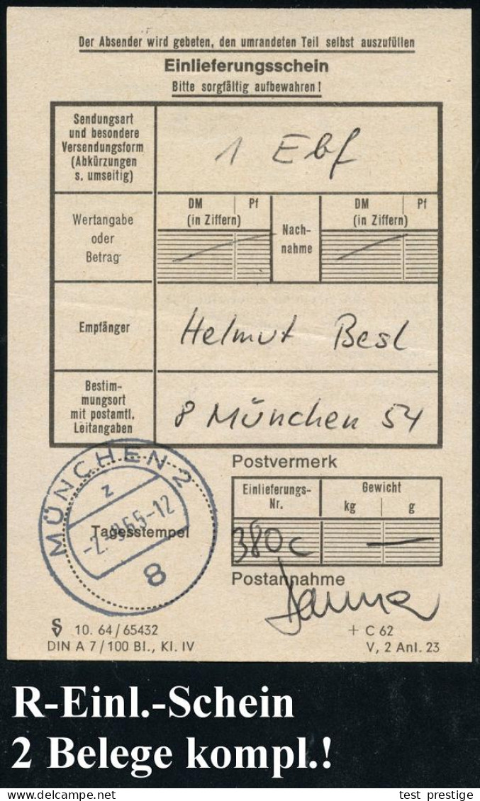 8 MÜNCHEN 2/ I V A.. 1965 (18.8.) SSt Auf 20 Pf. U. 70 Pf. "Internat. Verkehrs-Ausstellung", Satzreine Frankatur (Mi.471 - Eisenbahnen