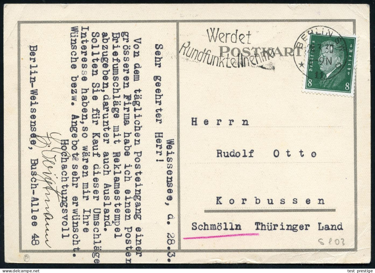 Berlin SW 11 1930 (28.3.) Color-Künstler-Reklame-Ak.: Der VARTA Rundfunk Akkumulator (Paar Mit Radio U. Orchester Etc.)  - Electricity