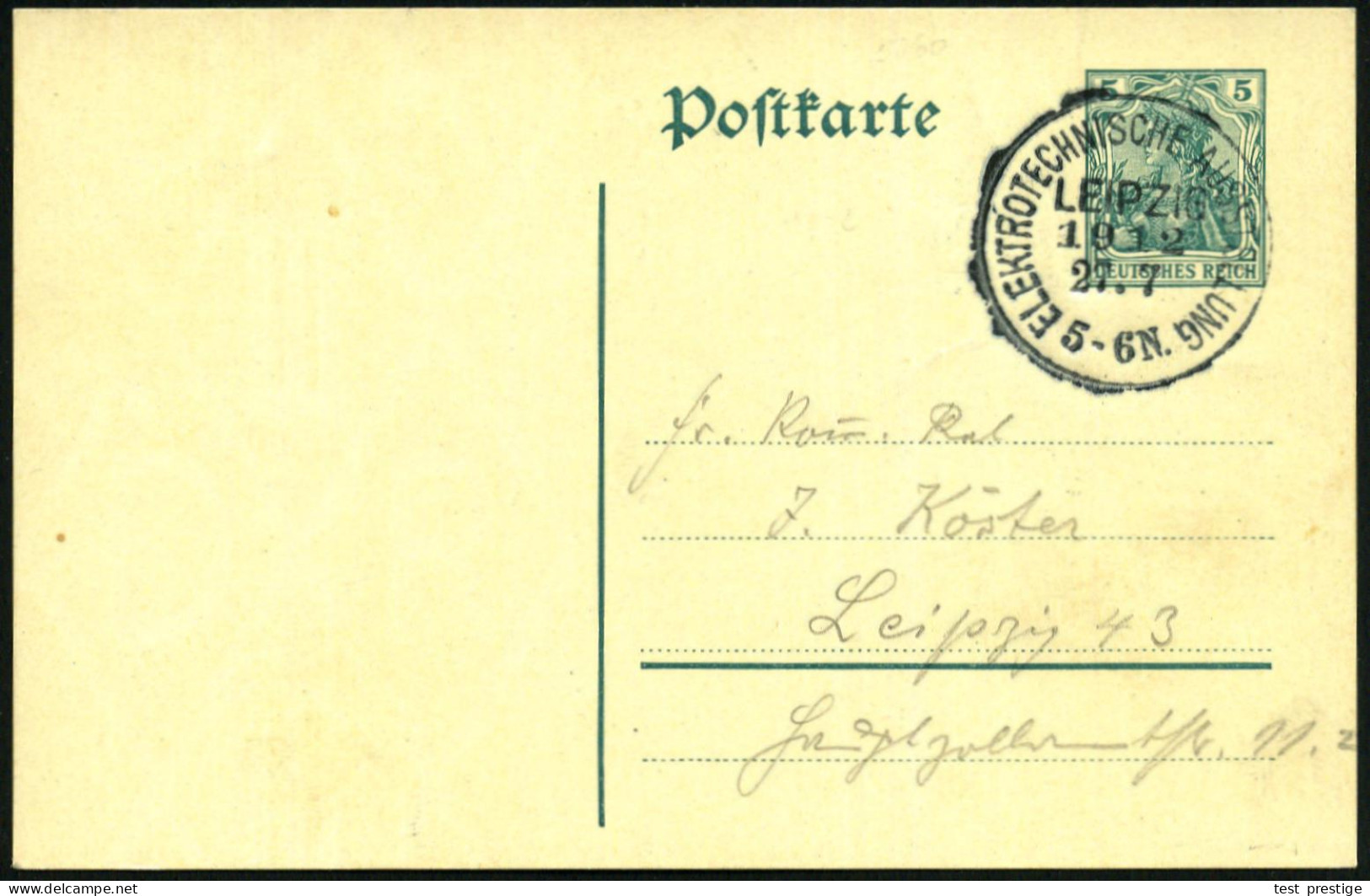 LEIPZIG/ ELEKTROTECHNISCHE AUSSTELLUNG 1912 (21.7.) Seltener SSt Klar Auf Bedarfs-Orts-Kt. Mit Text (Bo.23) - ENERGIE-,  - Autres & Non Classés