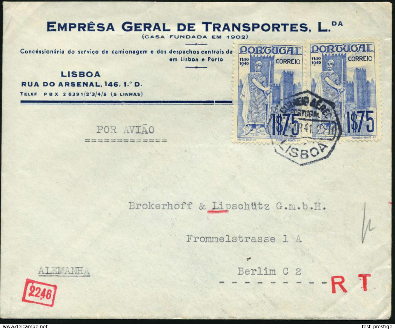 PORTUGAL 1941 (März) 1,75 E. "800 Jahre Portugal - 300 Jahre 2. Unabhängigkei", Reine MeF: 2 Stück = König Alfonso Henri - Other & Unclassified