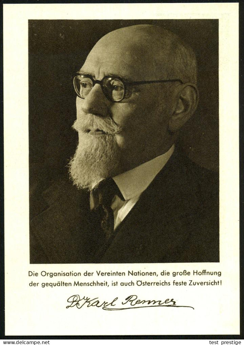 ÖSTERREICH 1947 PP 12 Gr. Franz Schubert, Grün: Präs. Dr. Karl Renner Mit Brille, UN-Zitat , Ungebr., (SB.PP 152 A) - EU - Other & Unclassified