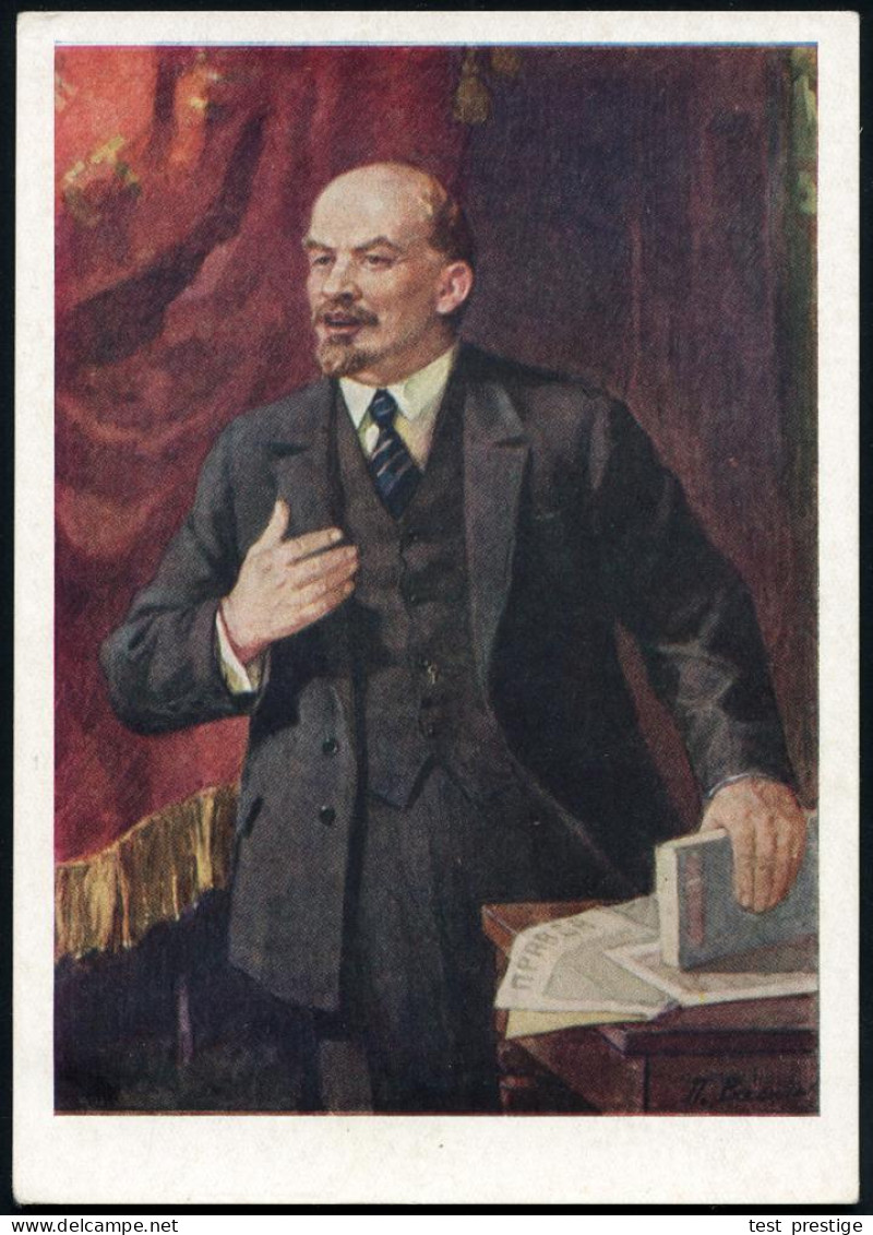 UdSSR 1961 40 Kop. BiP Spasskiturm, Grün: Lenin Mit Buch U. Zeitung "Prawda" (Gemälde) Ungebr., - OKTOBER-REVOLUTION / M - Karl Marx