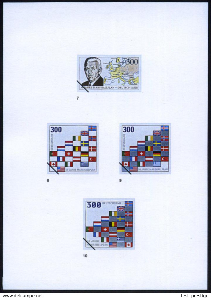 B.R.D. 1997 (Apr.) 300 Pf. George C. Marshal , 50 Jahre Marshallplan Für Europa, 15 Verschied. Color-Entwürfe Der Bundes - Sonstige & Ohne Zuordnung