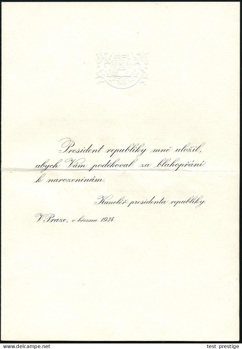 TSCHECHOSLOWAKEI 1934 (11.4.) 2K-Steg: PRAHA 10  H R A D /f/*** = Hauspostamt "Prager Burg", Sitz D. Präsidenten + RZ: P - Sonstige & Ohne Zuordnung