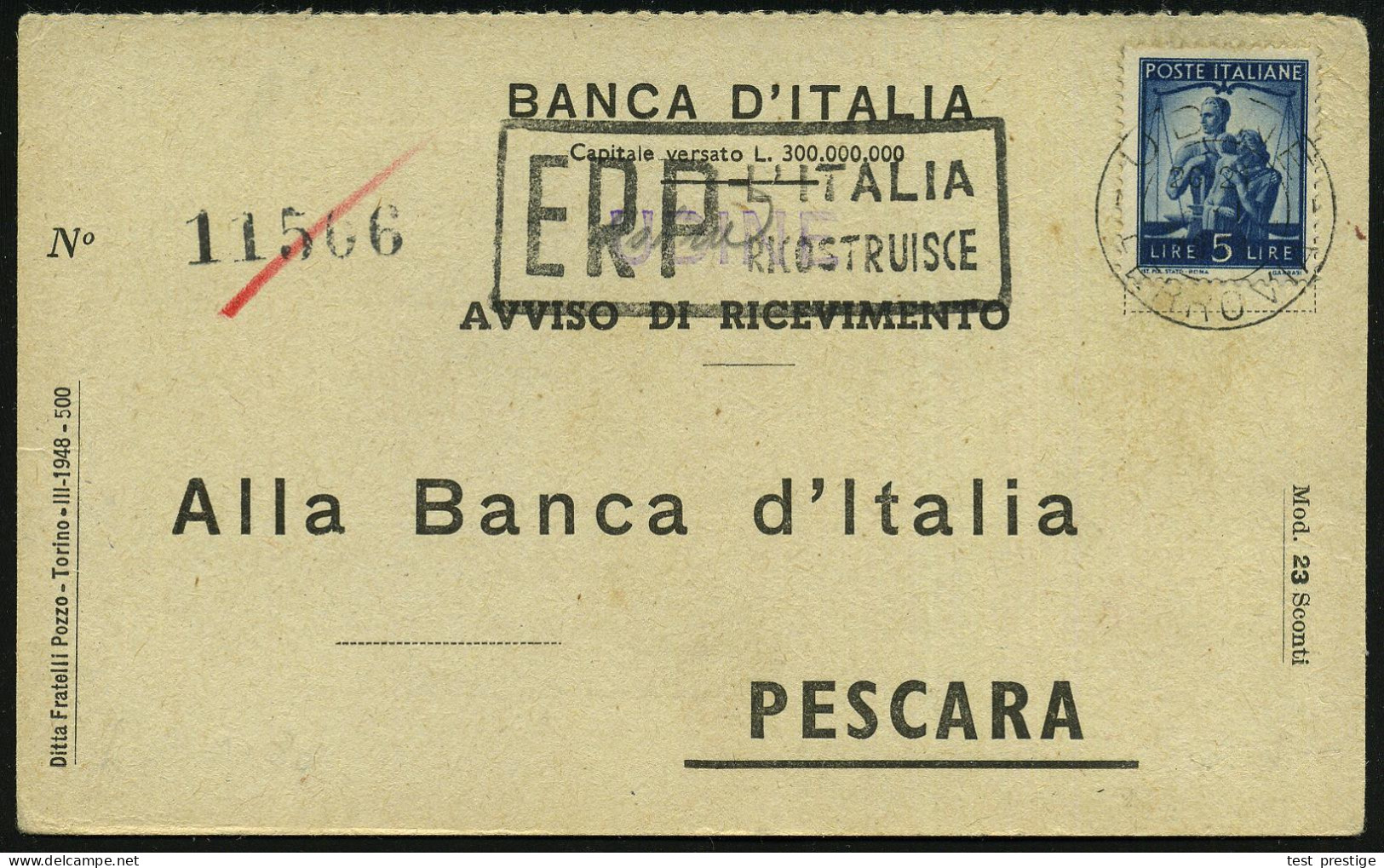 ITALIEN 1951 (6.1.) Seltener MWSt.: UDINE/FERROVIA/ E R P /L'ITALIA/RICOSTRUISCE (Text Links) Firmen-Kt. - EUROPA-VORLÄU - Autres & Non Classés